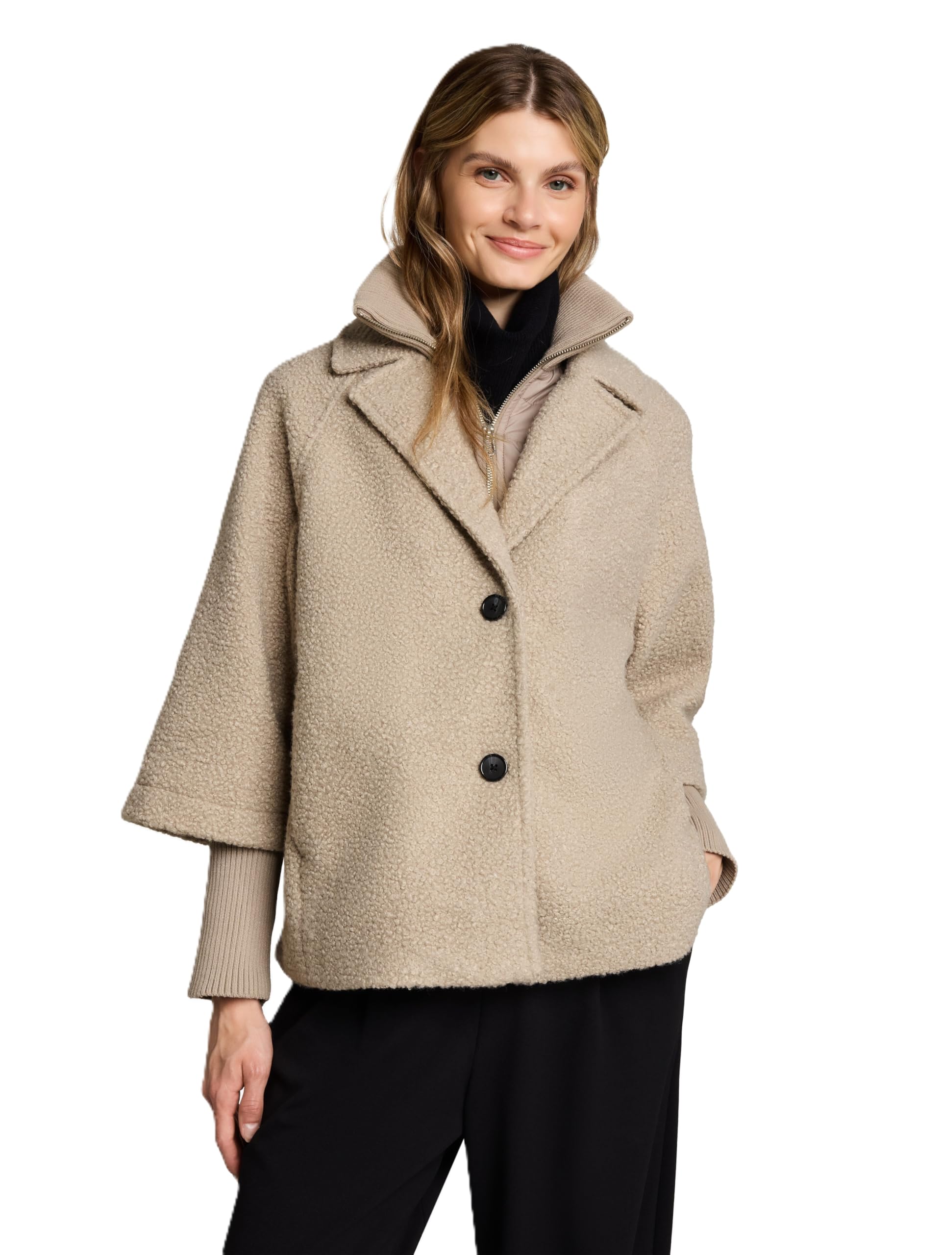 Tom Tailor Damen 1051134 Cape-Jacke mit Stehkragen (1er Pack)