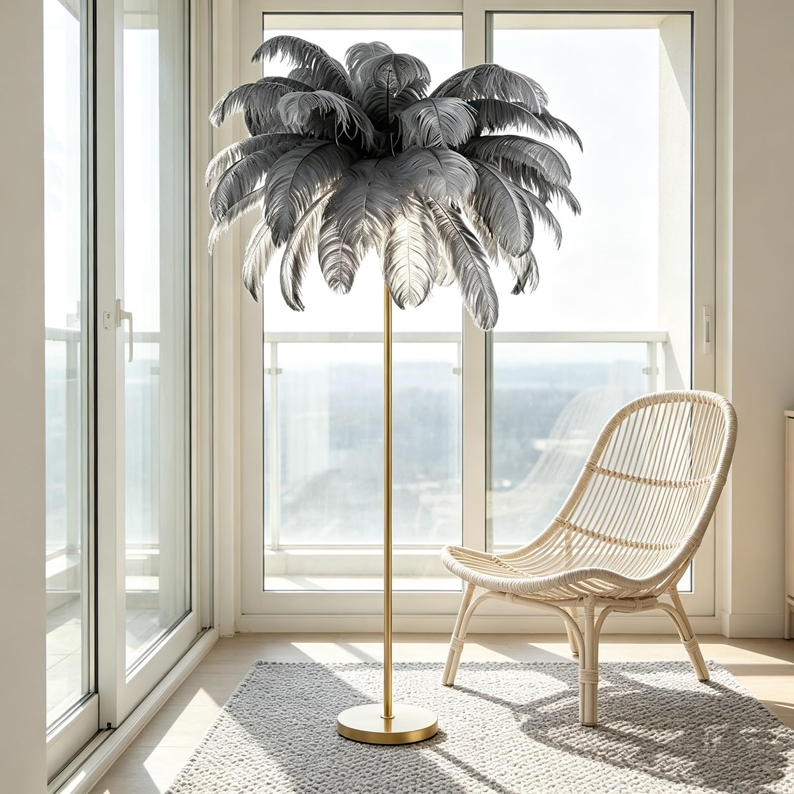 LCNDKF Stable Feather Floor Lamp with Integrated LED