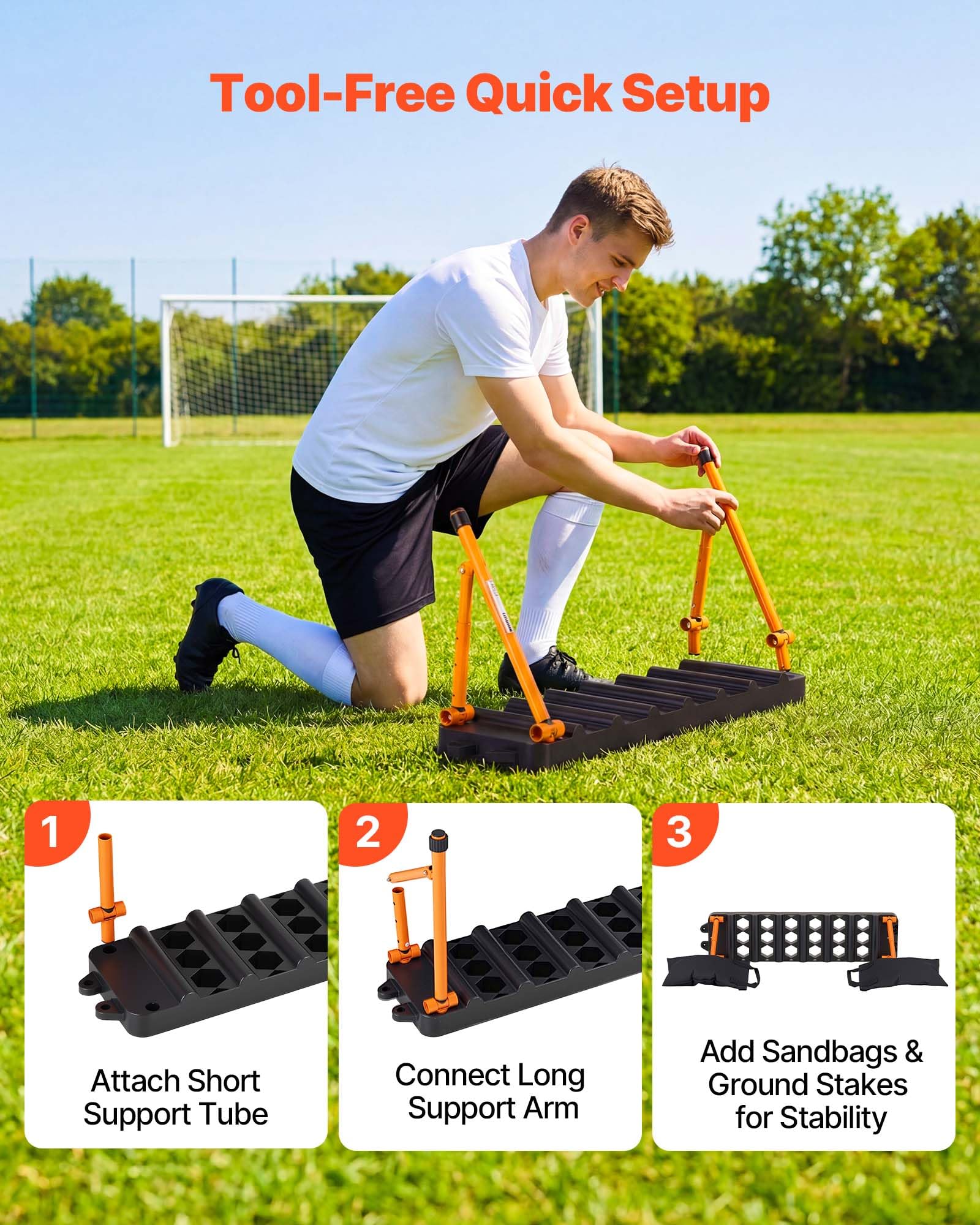 VEVOR Fußball Rebound Board 95 x 25 cm, Prellwand Brett Tragbar mit Doppeloberflächen und 3 Verstellbaren Winkeln, Fußballprellwand aus PP, Balltrainingsgerät für Pass- und Reaktionsübungen