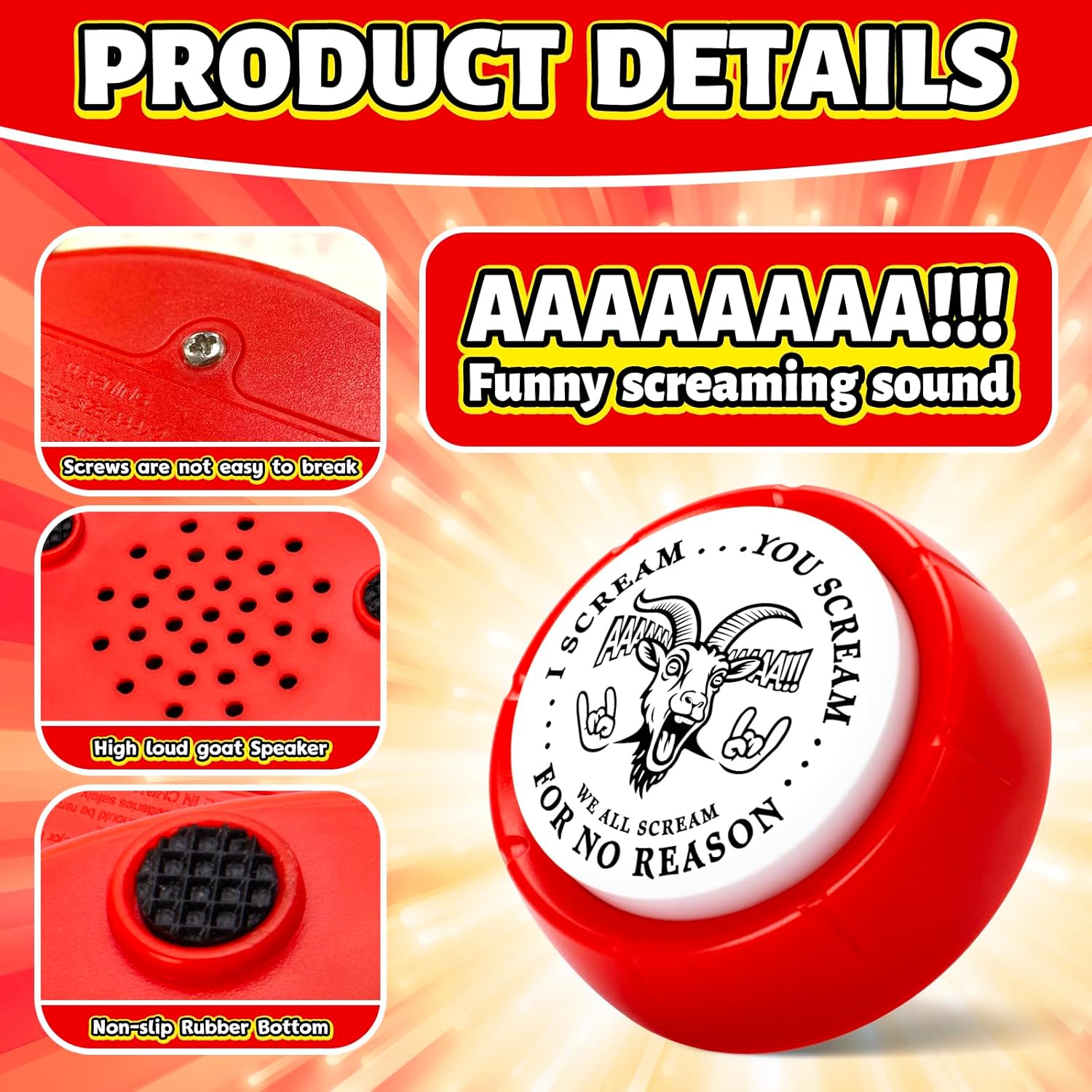 Screaming Goat Toy Button, Wired Things Screaming Goat Desk Toy Prankster Stuff for Adults, Funny Gag Gifts for Men and Women