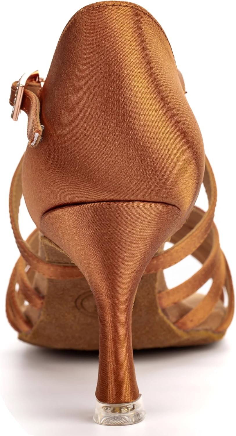 RoseMoli 3" Ballroom Dance Shoes Women Salsa Latin Dance Shoes for Woman Satin Professional Practice Performance for Dancing Heels - Image 3