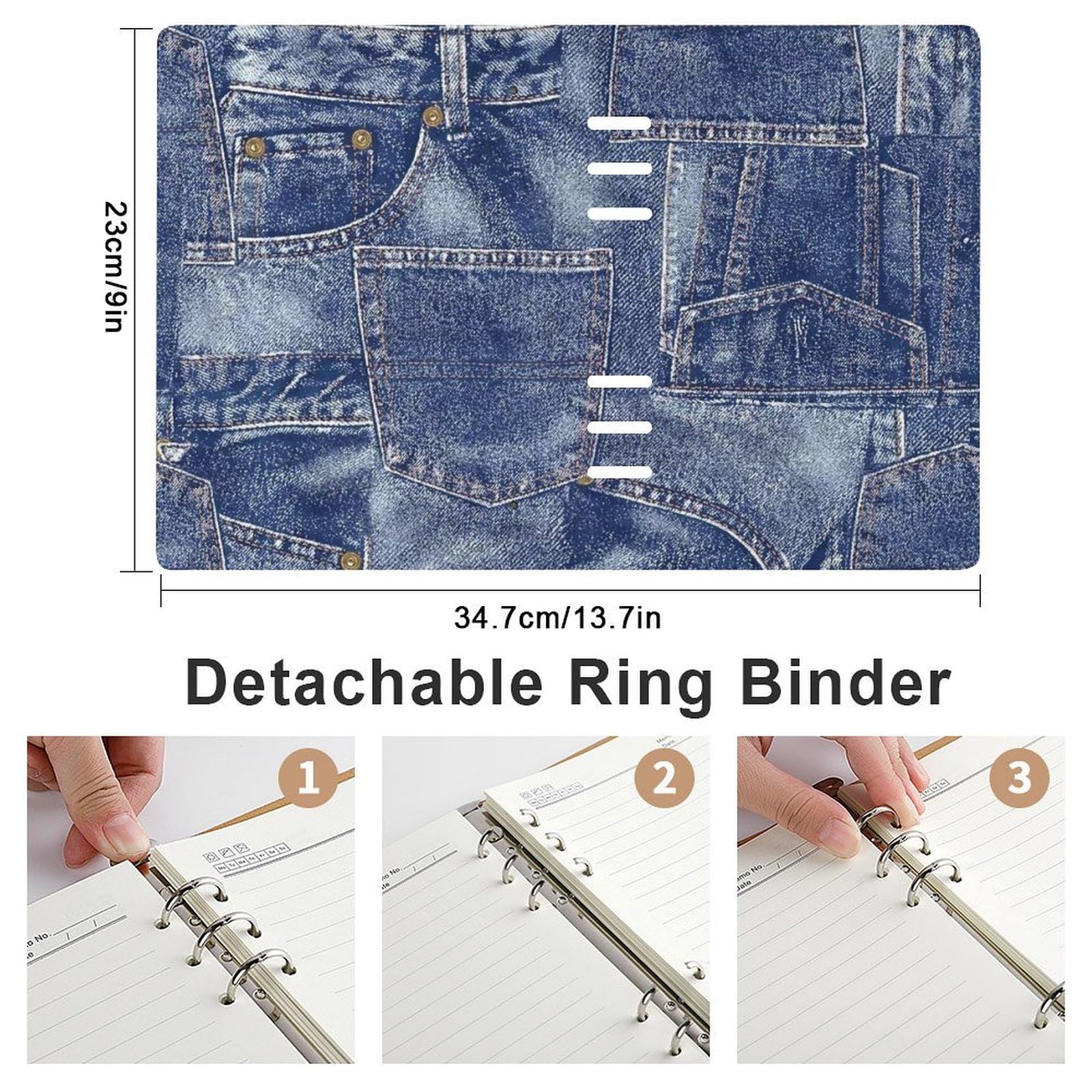 Amazon | バインダーノート デニム材質 システム手帳 ルーズリーフ