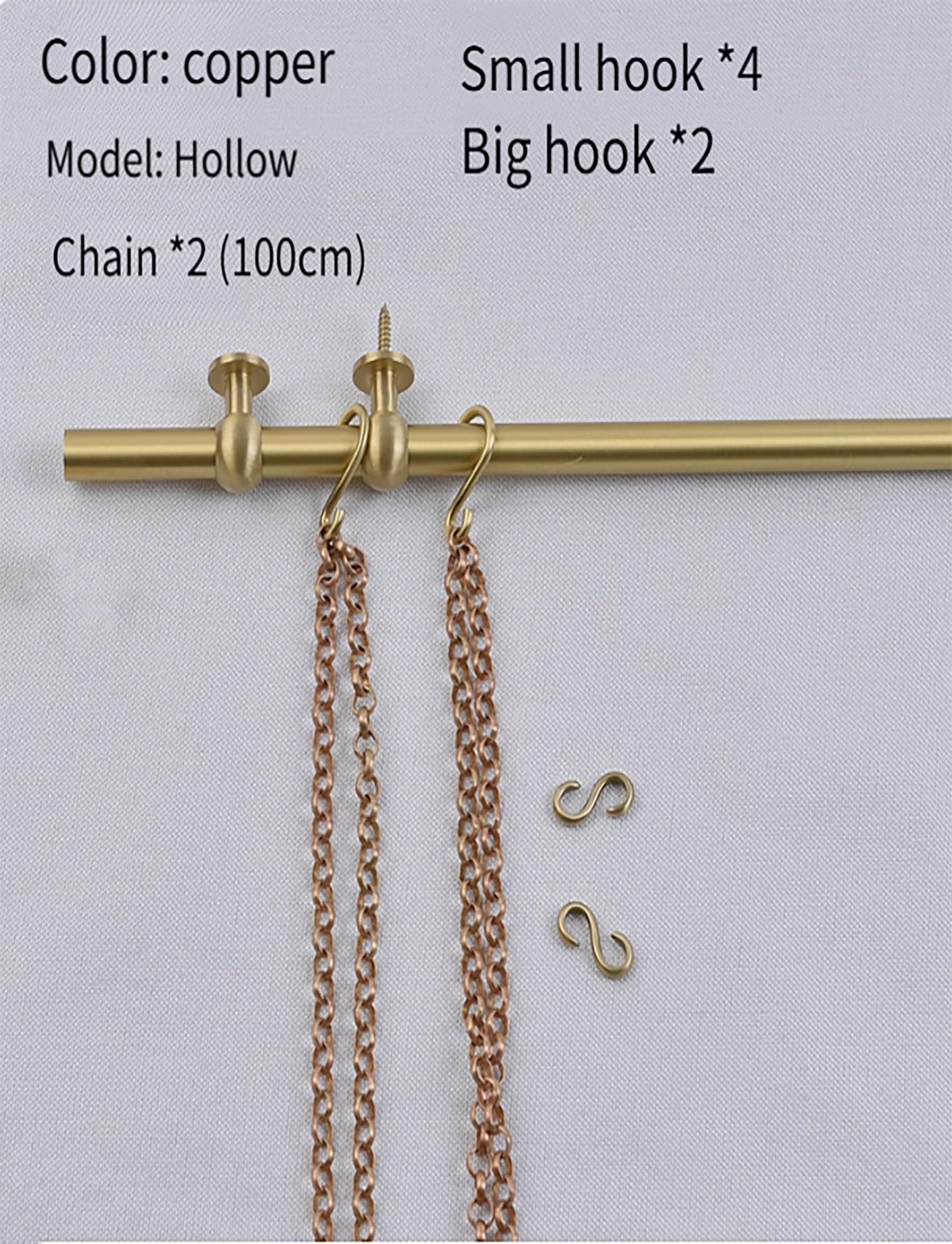 Set für Bilderaufhängesystem, Bilderaufhängeset aus Messing mit Goldketten und Haken, 60–250 cm(140cm)