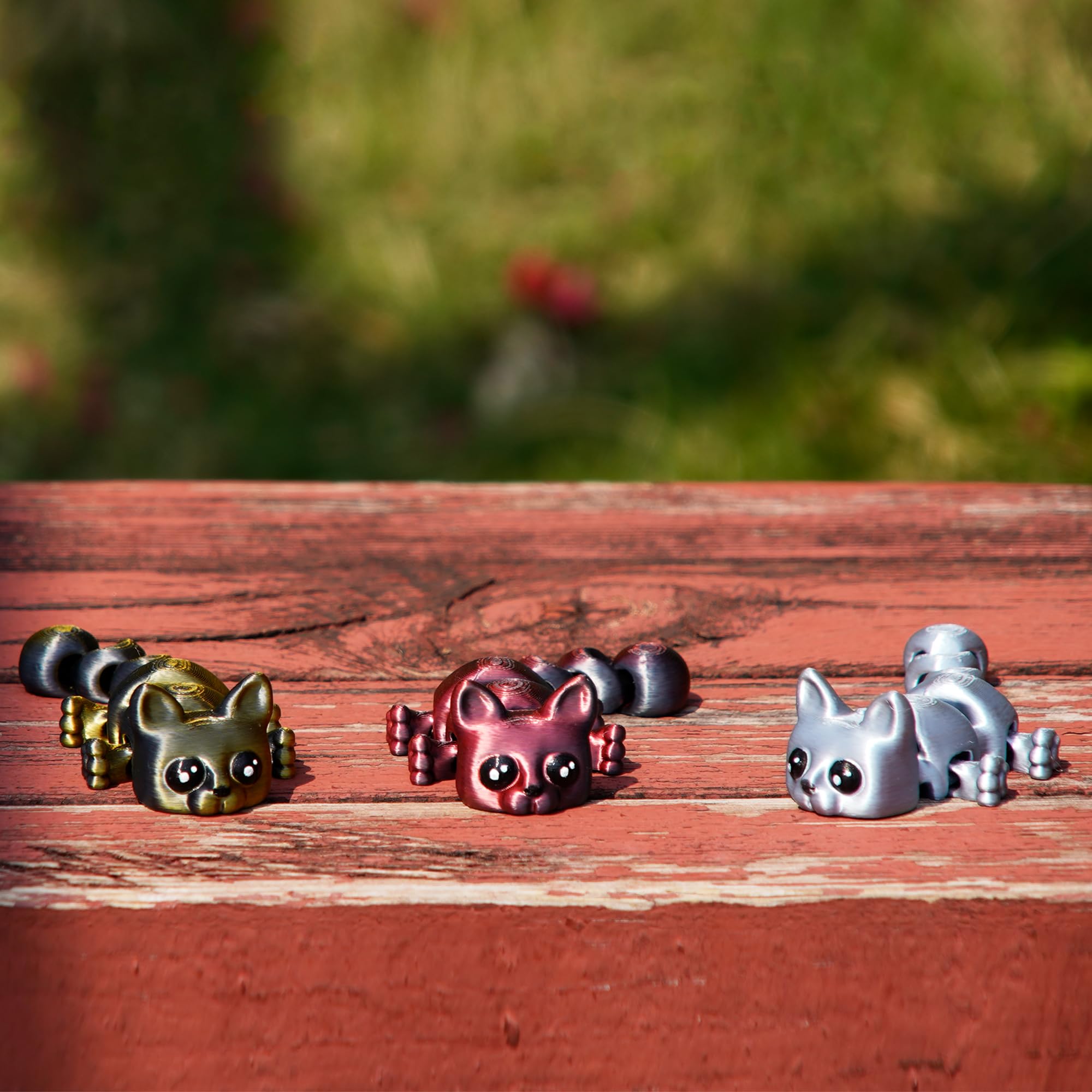 3D Printed Cat Articulated Animals Accessories Art Flexi Cute Stuff, 3 Pcs Gold Red Silver Black Sensory Fidget for Cat Lovers - Image 6