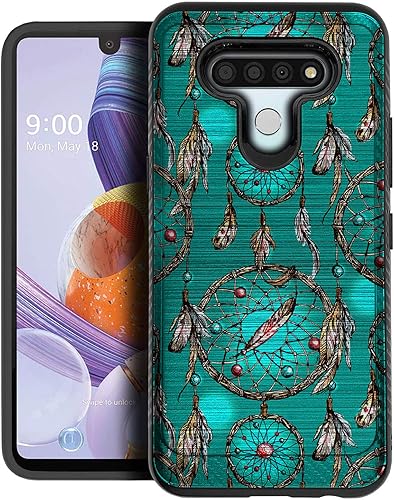 Miniatura 13 de CasesOnDeck Funda ajustable compatible con LG K51 / LG Reflect/LG Q51 [Armadura cepillada] Funda negra de doble capa con diseño (Horse Tribal)