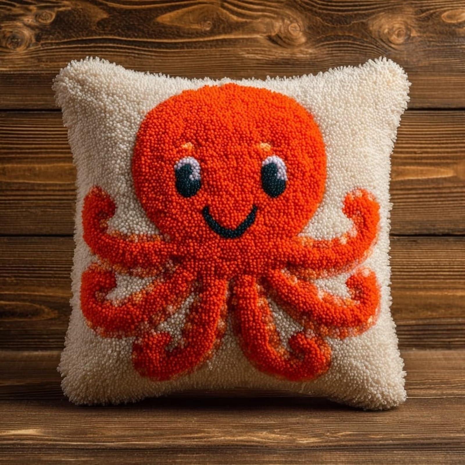 AxiangziK Latch Hook Pillow Case Kits,Cartoon Octopus DIY Latch Hook Cushion Kits Beginners Adults Children Gift Embroidery Home Decoration,17x17inch