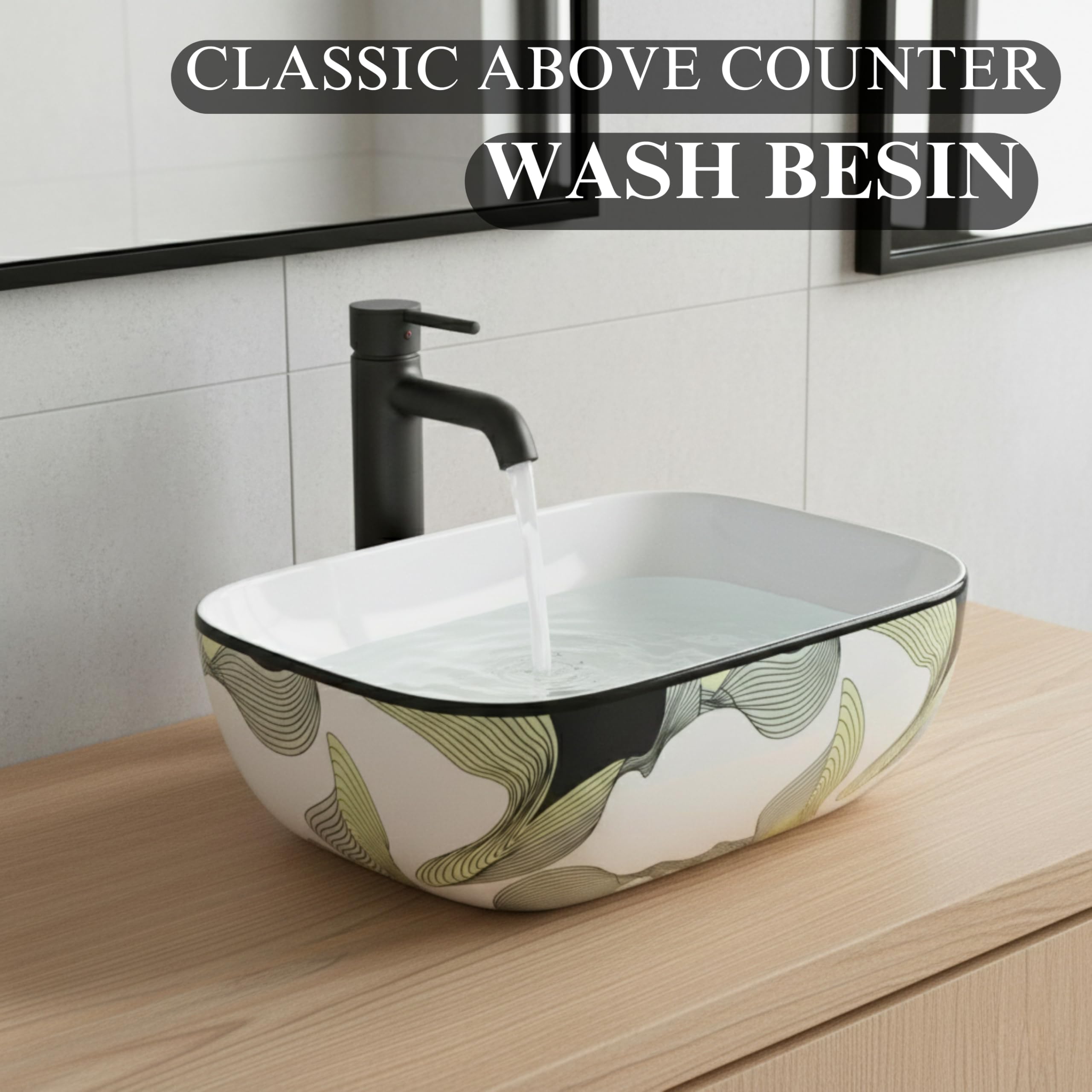 Reyal Ceramic Wash Basin - Modern Vessel Sink -9