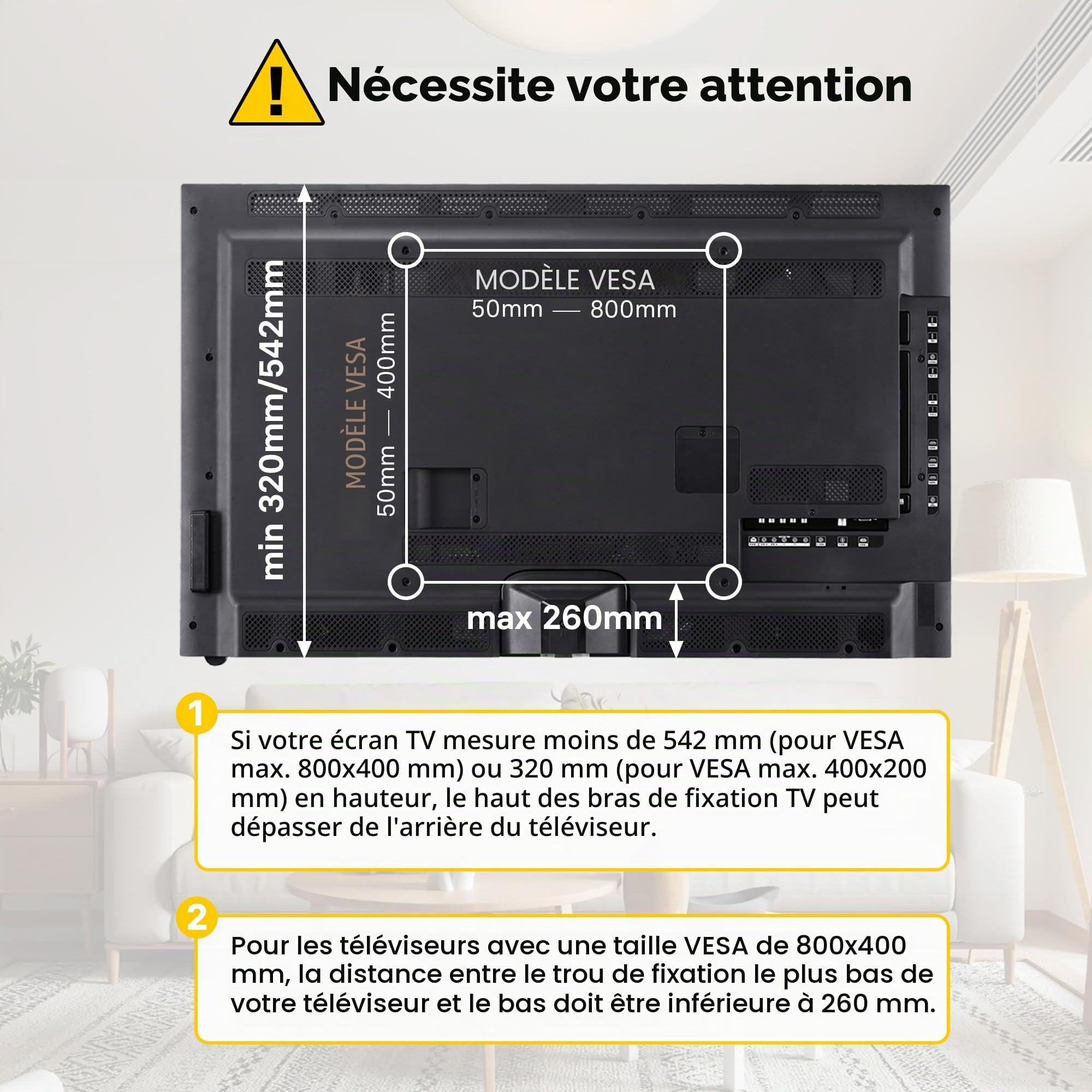 BONTEC Support TV sur Pied pour Téléviseurs 22-65 Pouces, Pied TV Universel avec Hauteur Ajustable, Capacité de Charge 50kg, Design Stable et Durable, Max. VESA 800x400mm