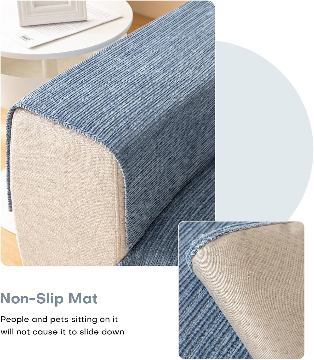 Foreate Chenille Couch Cover Fuzzy Sectional Couch Sofa Covers for Pets Washable Non-Slip L Shaped Sofa Slipcover for Dogs Furniture Protector for Cats (1 PCS 35"x82" Blue)
