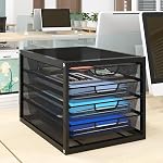 Natwind Mesh Desk Organizer with 4 Tier Sliding Drawers, Paper Sorter, Multi-Functional Home Office Supplies Storage Tray for Letters, Documents, Books, Mail, Files, Arts & Crafts Supplies - Black