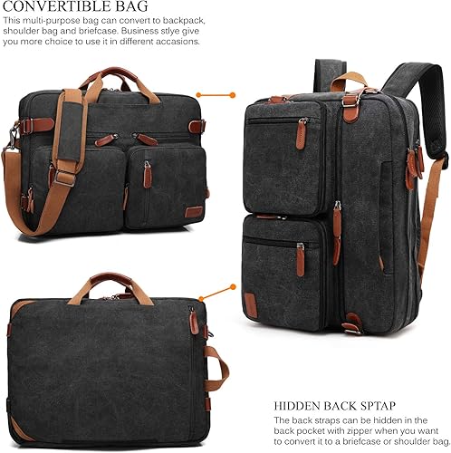 Miniatura 8 de CoolBELL Mochila convertible, bolsa de mensajero, bolsa de hombro, funda para laptop, maletín de negocios, mochila de viaje multifuncional para