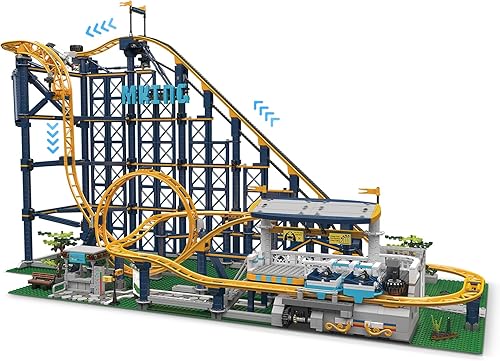 Juego de 3238 piezas de bloques de construcción de montaña rusa, pista de atracciones eléctrica, parque de atracciones de pasajeros, bloques de