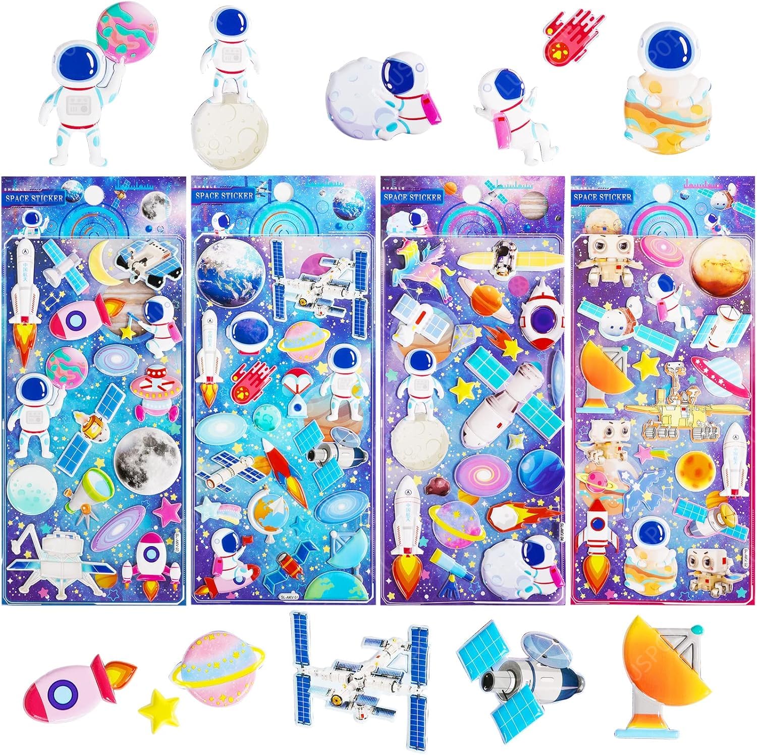 PLUSPOINT 3D Puffy Space Stickers for Kids, 4 Pack Self Adhesive Outer Space Themed Stickers with Planet, Astronaut, Rocket, Solar System for Scrapbook Crafts, Party Favors Goodie Bags Stuffers (B0CXJGCW3M) Amazon Price History, Amazon Price Tracker