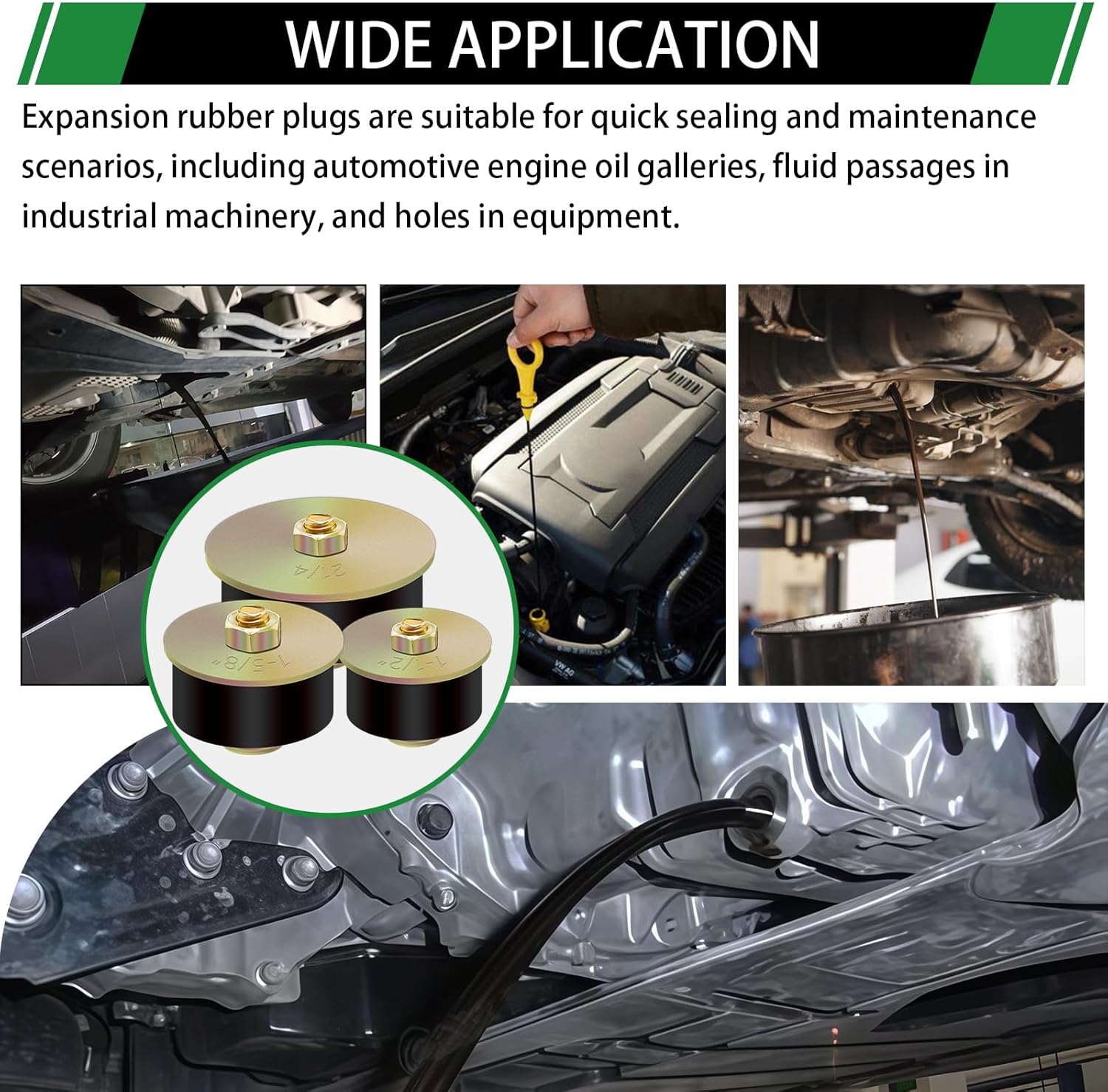 14pcs Expandable Freeze Rubber Plugs Assortment Kit, 7 Sizes Automotive Rubber Expansion Freeze Plugs Fit Hole 1-1/2" 1-5/8" 1-3/4" 1-7/8" 2" 2-1/8" 2-1/4"