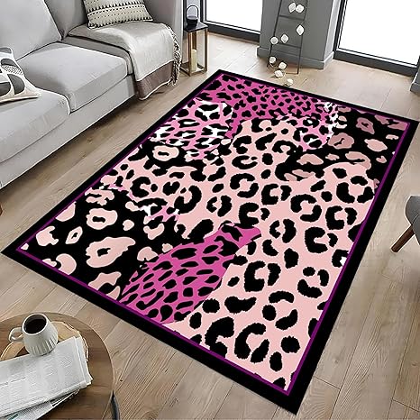 Amazon.com: Arzunsy Pink Leopard Rug 3x5ft - Cute Animal Print Soft Low ...