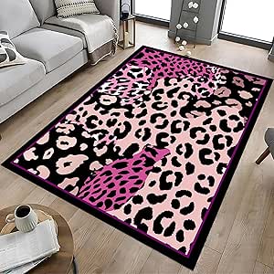 Amazon.com: Arzunsy Pink Leopard Rug 6x8ft - Cute Animal Print Soft Low ...