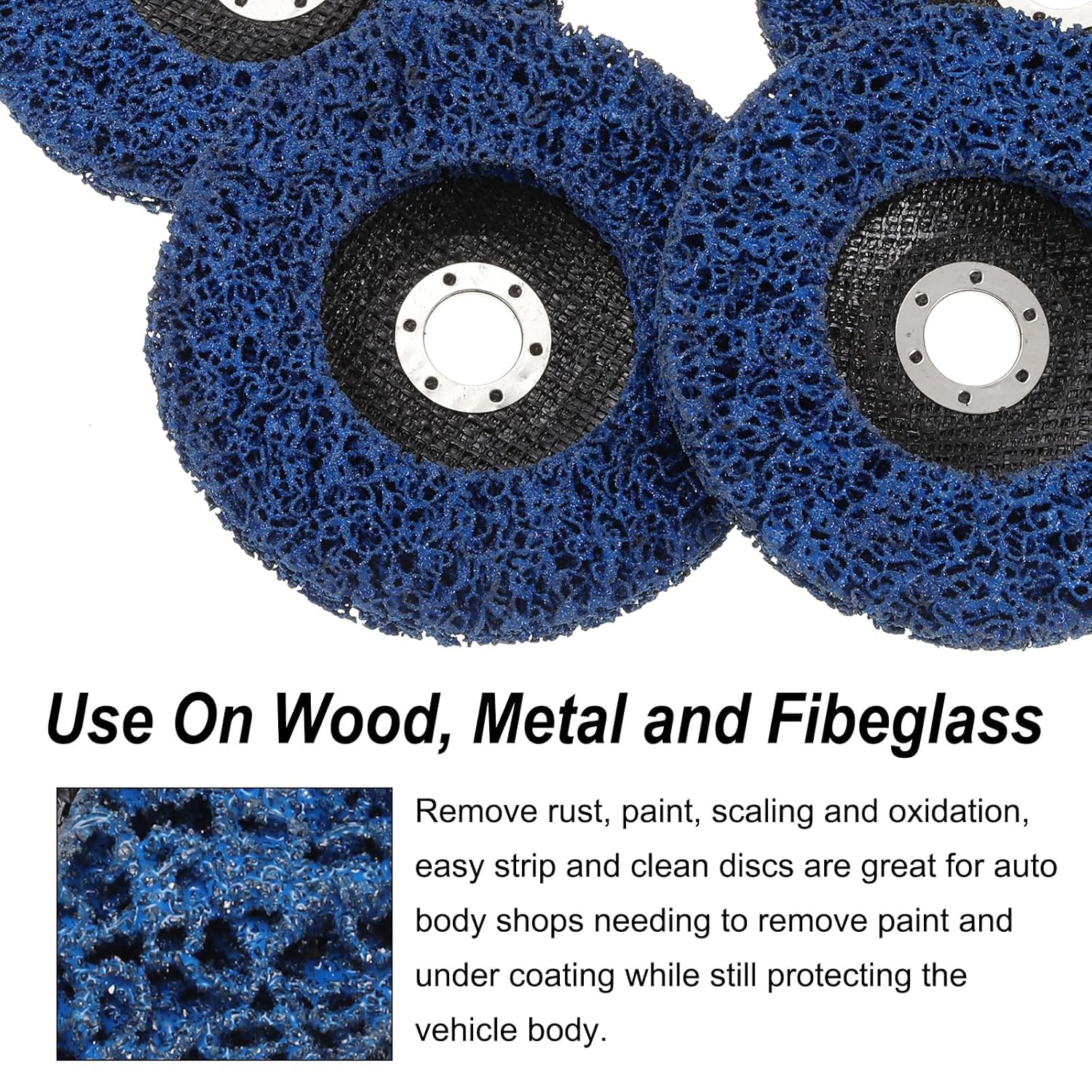 HARFINGTON 5pcs Strip Disc Stripping Wheels 6" x 7/8" Stripping Discs Wheel for Angle Grinder Clean and Remove Paint Coating Rust Welds Oxidation, Blue
