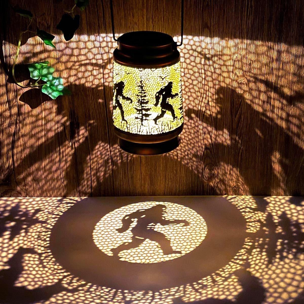 Bigfoot Solar Lanterns Outdoor Waterproof Hanging Solar Lights Big Foot Sasquatch Gifts for Men Women Metal LED Decorative Lanterns for Yard, Patio, Tabletop, Pathway, Landscape, Garden Decor