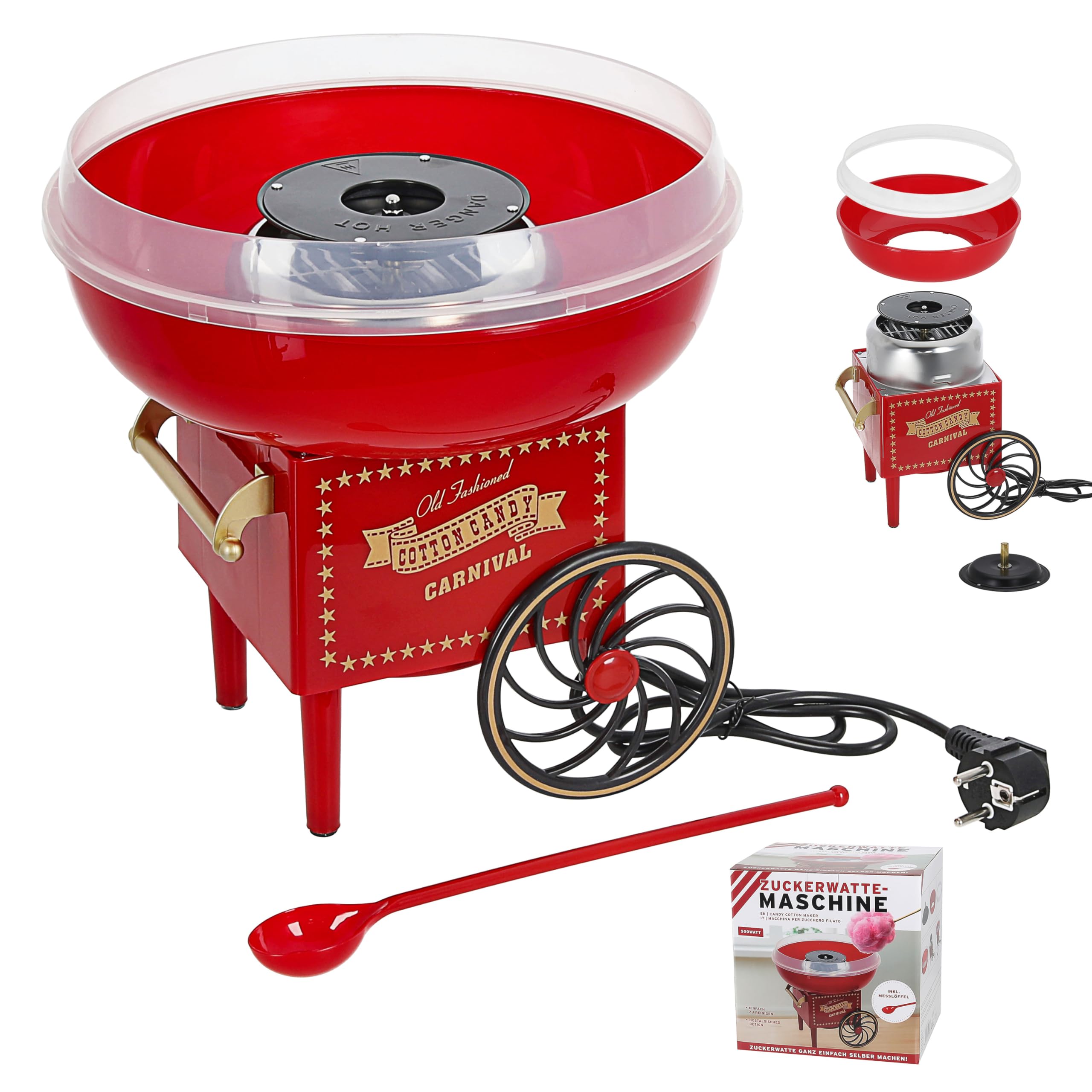 Zuckerwatte Maschine rot gold 29x28cm Kunststoff Cotton Candy Jahrmarkt