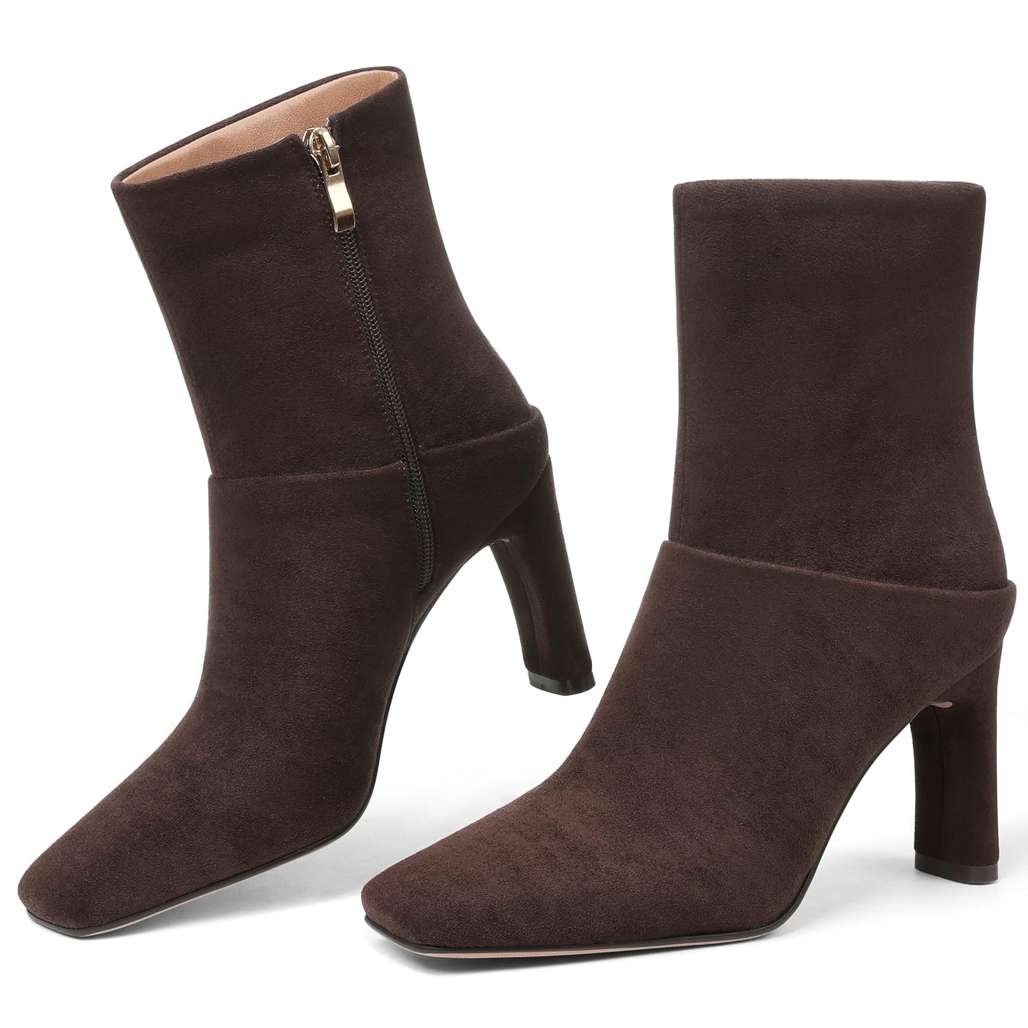 Ankle Boots for Women Square Toe Short Boots Side Zipper Low Heel Ankle Booties Fashion Comfort Dressy Lady