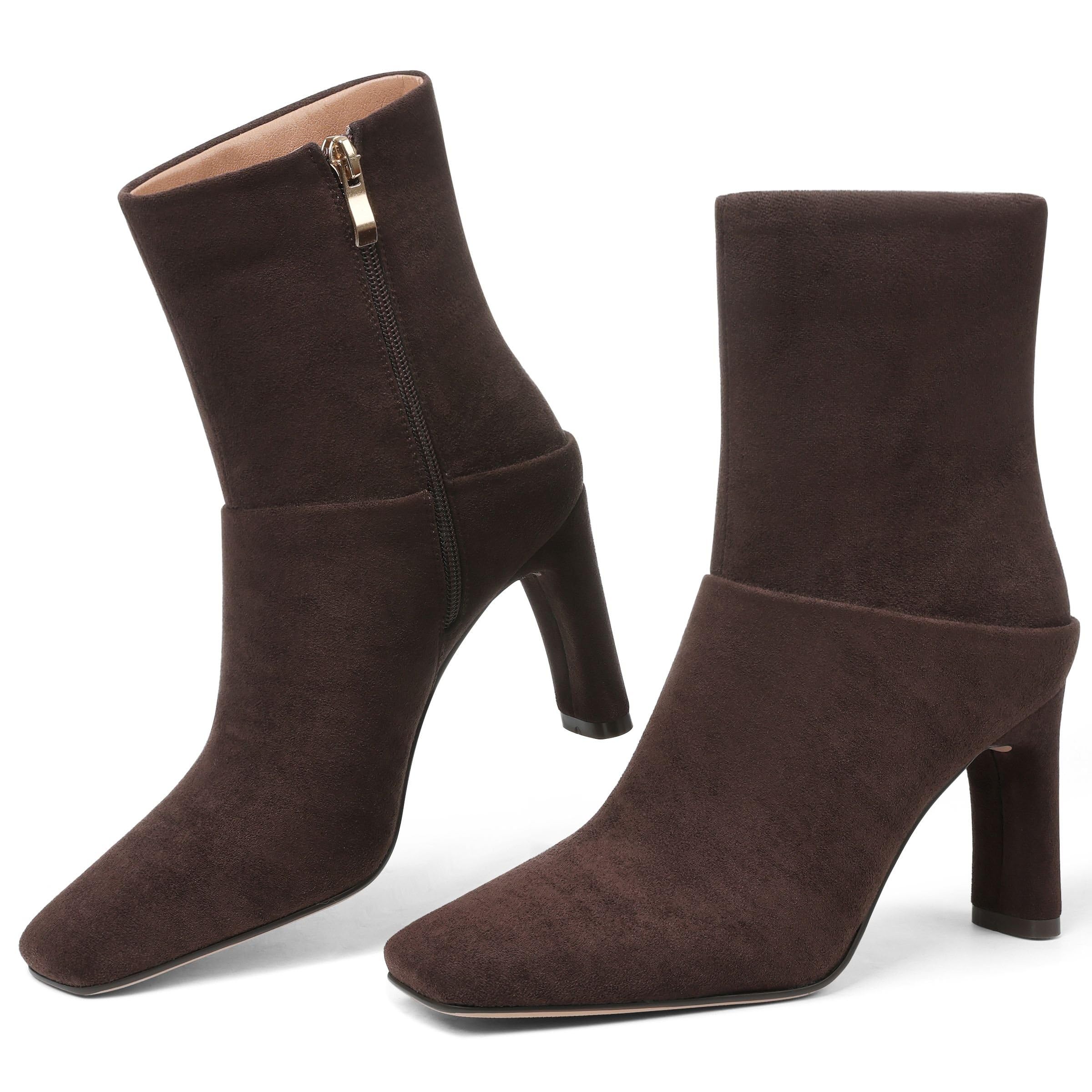 Ankle Boots for Women Square Toe Short Boots Side Zipper Low Heel Ankle Booties Fashion Comfort Dressy Lady
