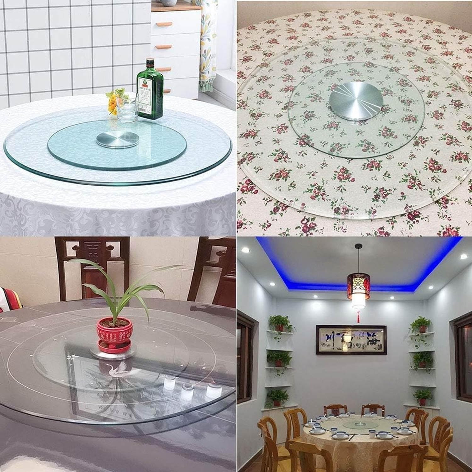 31-calowy przezroczysty talerz obrotowy Lazy Susan, 35 cali, 39 cali, gładki obrotowy talerz na duży stół jadalny, ozdobna taca obrotowa