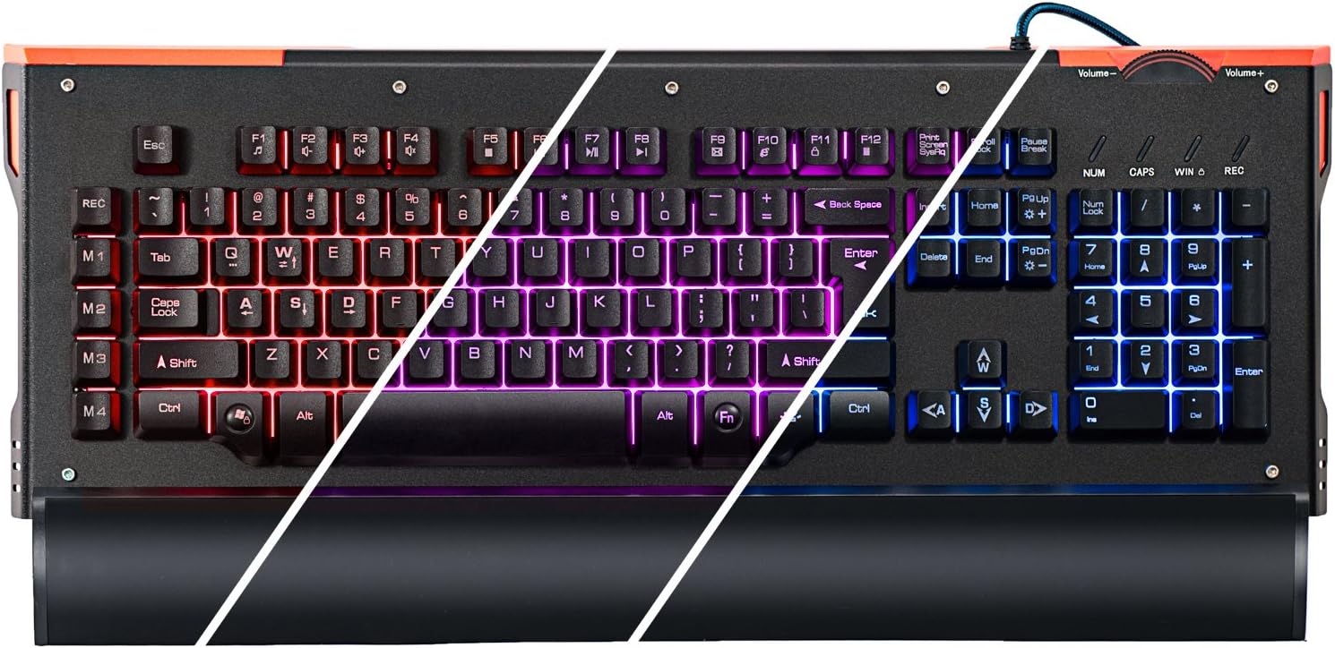 gCrusader USB Half Mechanical Backlit Gaming Keyboard with Multi Color LED Illuminated and Macro Enabled Rotary Dial (Black) for FPS