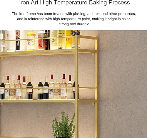 Miniatura 4 de Estantes de bar para vino, estantes de pared con soporte para copas de vino y luz LED, estante flotante para bar, estante de whisky, armario de