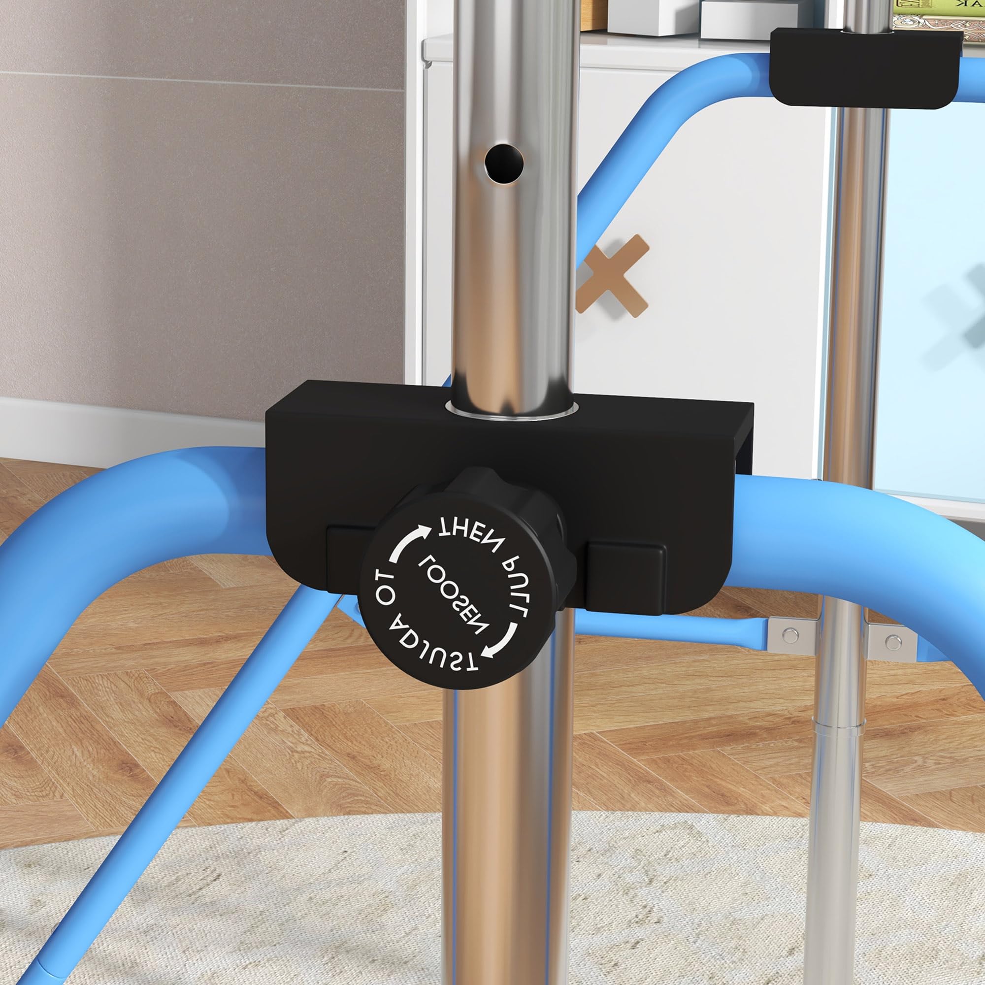HOMCOM Barre de Gymnastique pour Enfants, Barre Horizontale, équipement de Gymnastique Pliable à Hauteur réglable 88-128 cm avec Anneaux de Gymnastique