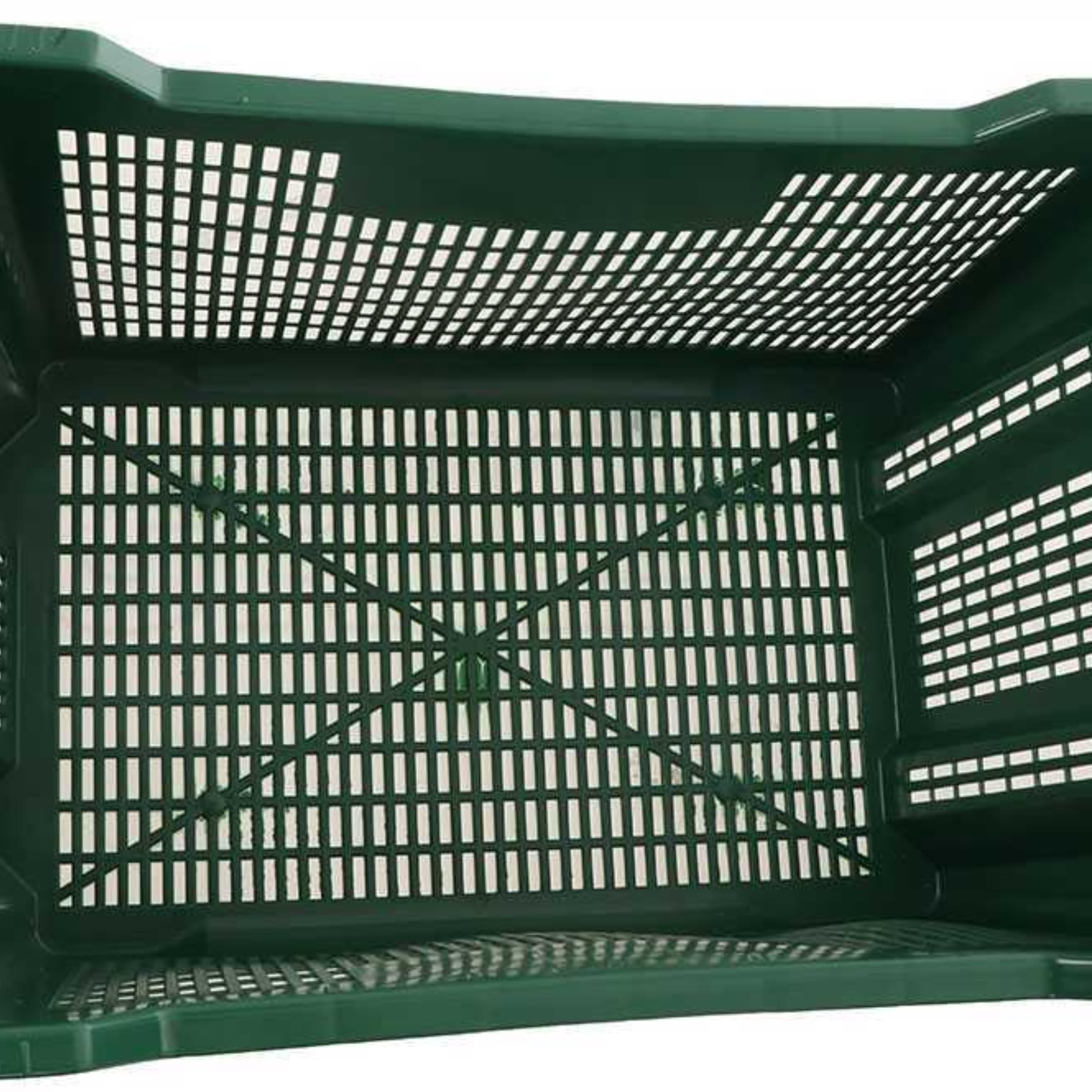 Cassetta Agricola Impilabile in Pvc Verde per Raccolta 52x35x31 | Cesta per Raccolta Olive,Frutta,Vendemmia Stoccaggio e Trasporto Sovrapponibile con Manici