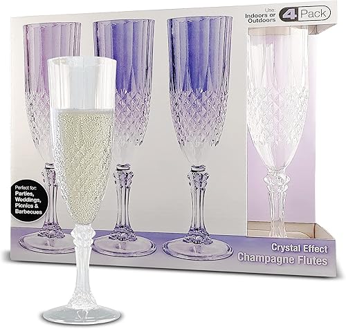 Miniatura 1 de PARTY BARGAINS 4 vasos altos con forma de cristal (14 onzas), desechables, inastillables, diseño elegante, juegos de vidrio para beber, para fiestas