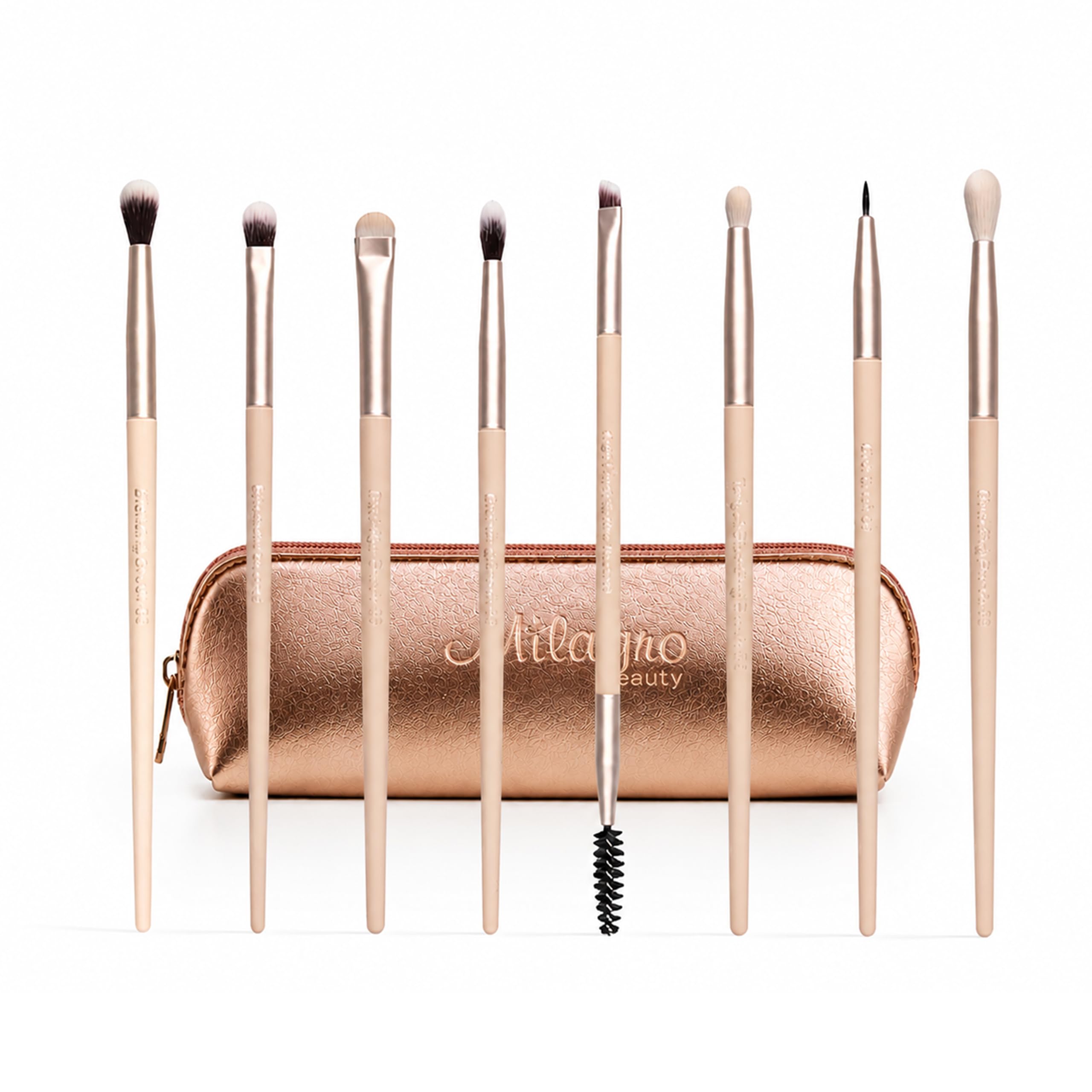 Milagro Beauty Eye Essential Makeup Brush Set, Includes Firm Blending, Eyeshadow, Eyeliner, Smudge, Large Crease, Pencil, Highlighter, Concealing, and Foundation Brushes With Sparkle Holder (Set Of 8)-image-12