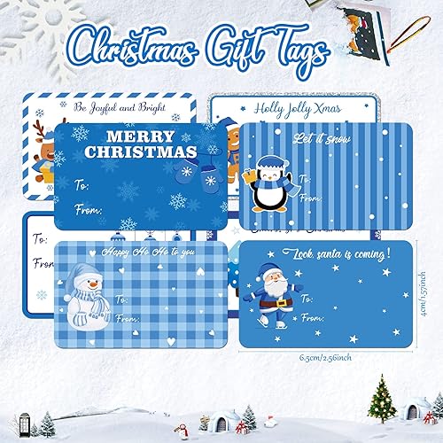 Miniatura 2 de Zonon 720 etiquetas autoadhesivas de regalo de Navidad, etiquetas de papel kraft de Navidad, etiquetas de papel kraft natural, etiquetas de papel de