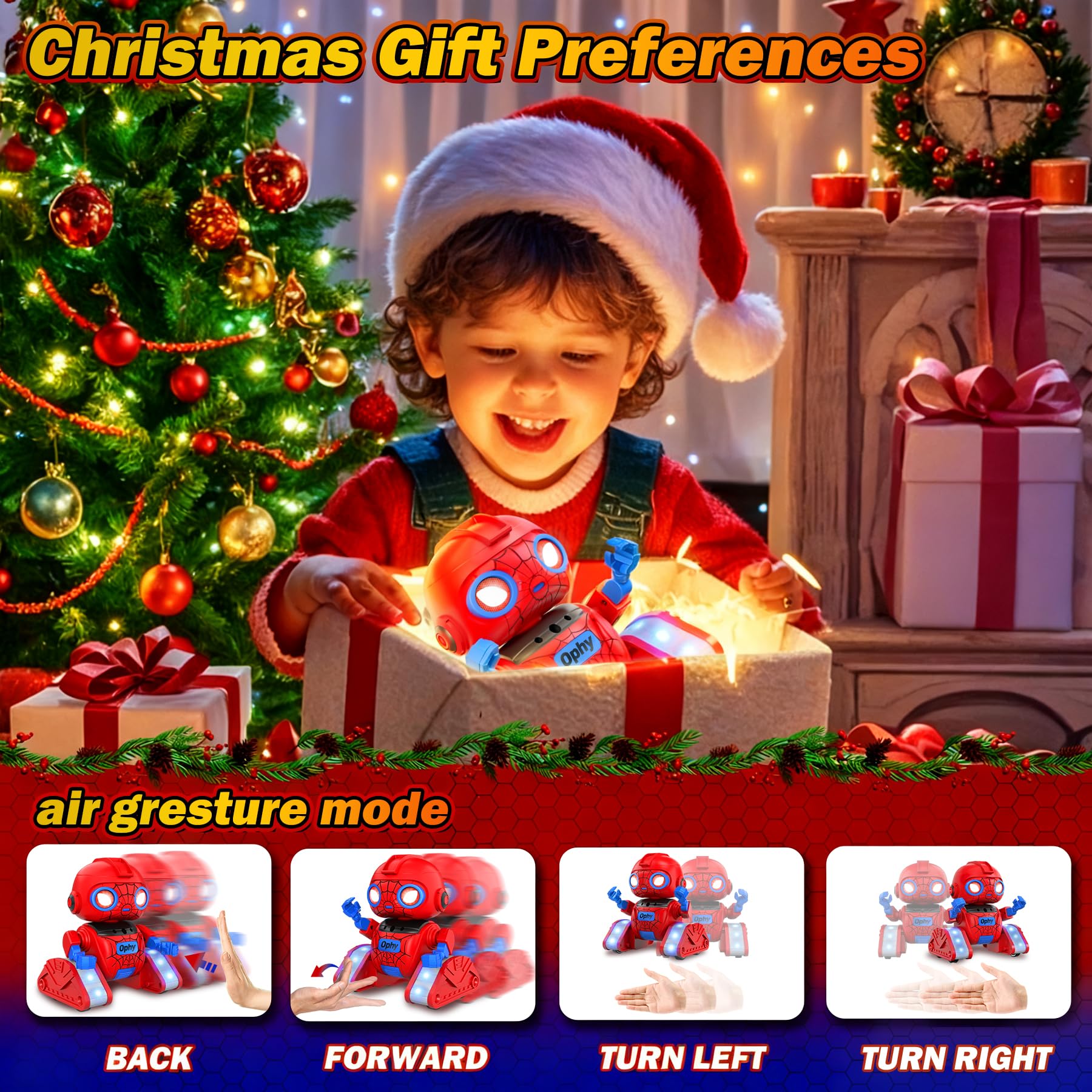 Ophy Robot de Projection Enfant Jouet, avec Yeux LED, Musique et Sons Intéressants pour Garçons et Filles à Partir de 3 4 5 6 7 8 9 10 11 12Ans Halloween Cadeau d'anniversaire (Rouge)