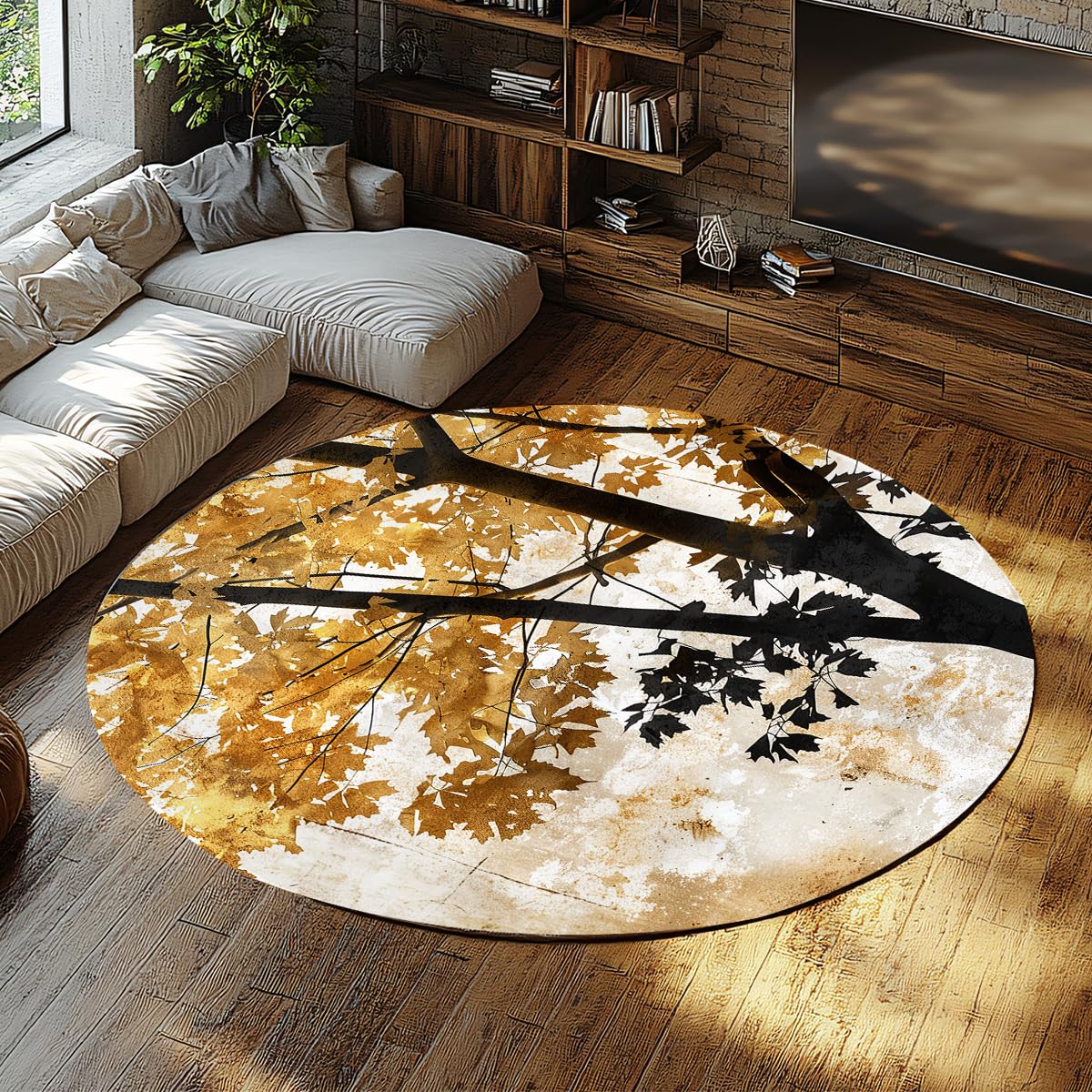 Tapis Rond de Chambre Floral Cottagecore pour Salon et Cuisine