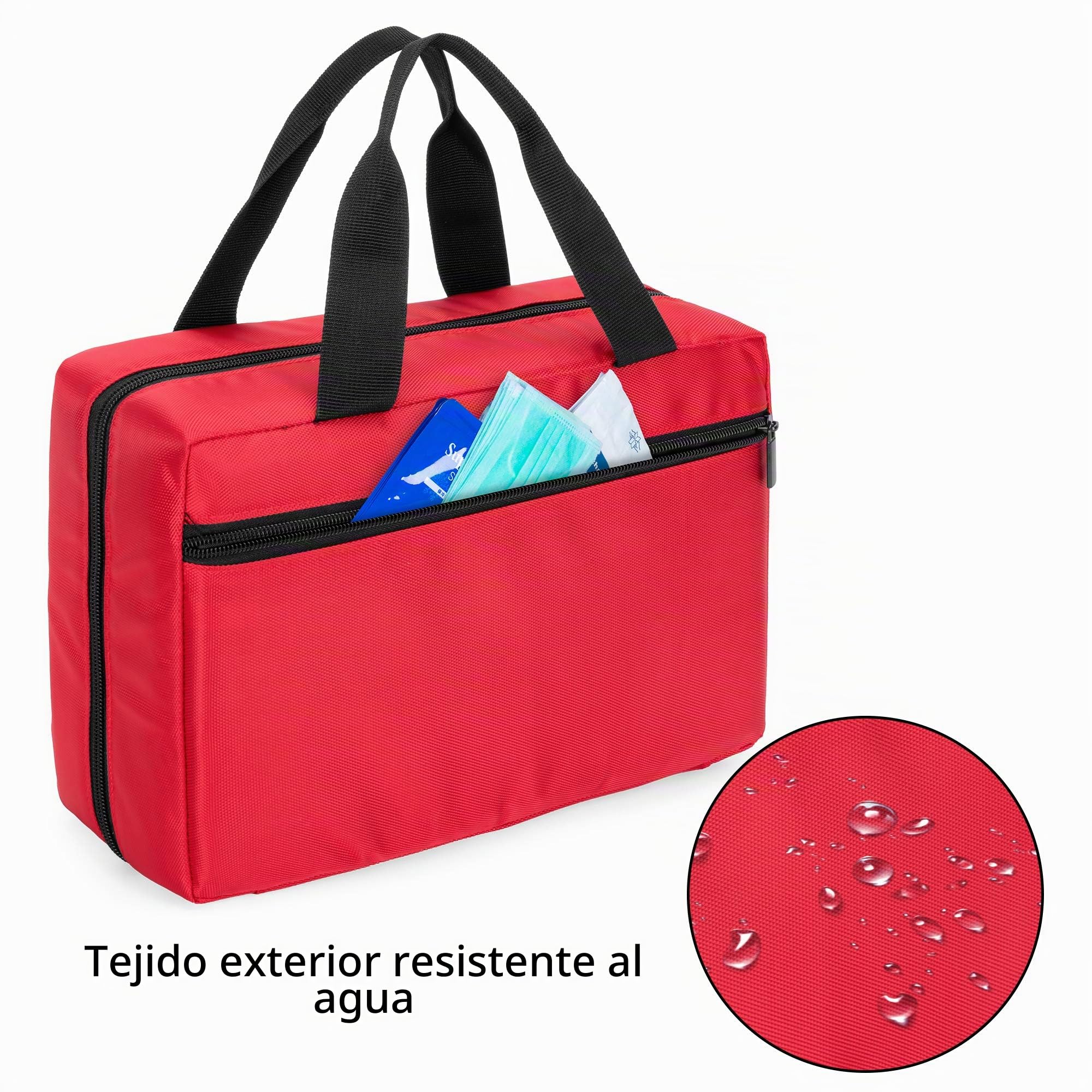Trunab Botiquin de Primeros Auxilios Coche Rojo, Vacío, SÓLO Bolsa Bolsa de Farmacia, Caja Botiquín Casa Profesional para Kit de Emergencia, Ideal para Hogar, Camping, Viajes y Senderismo