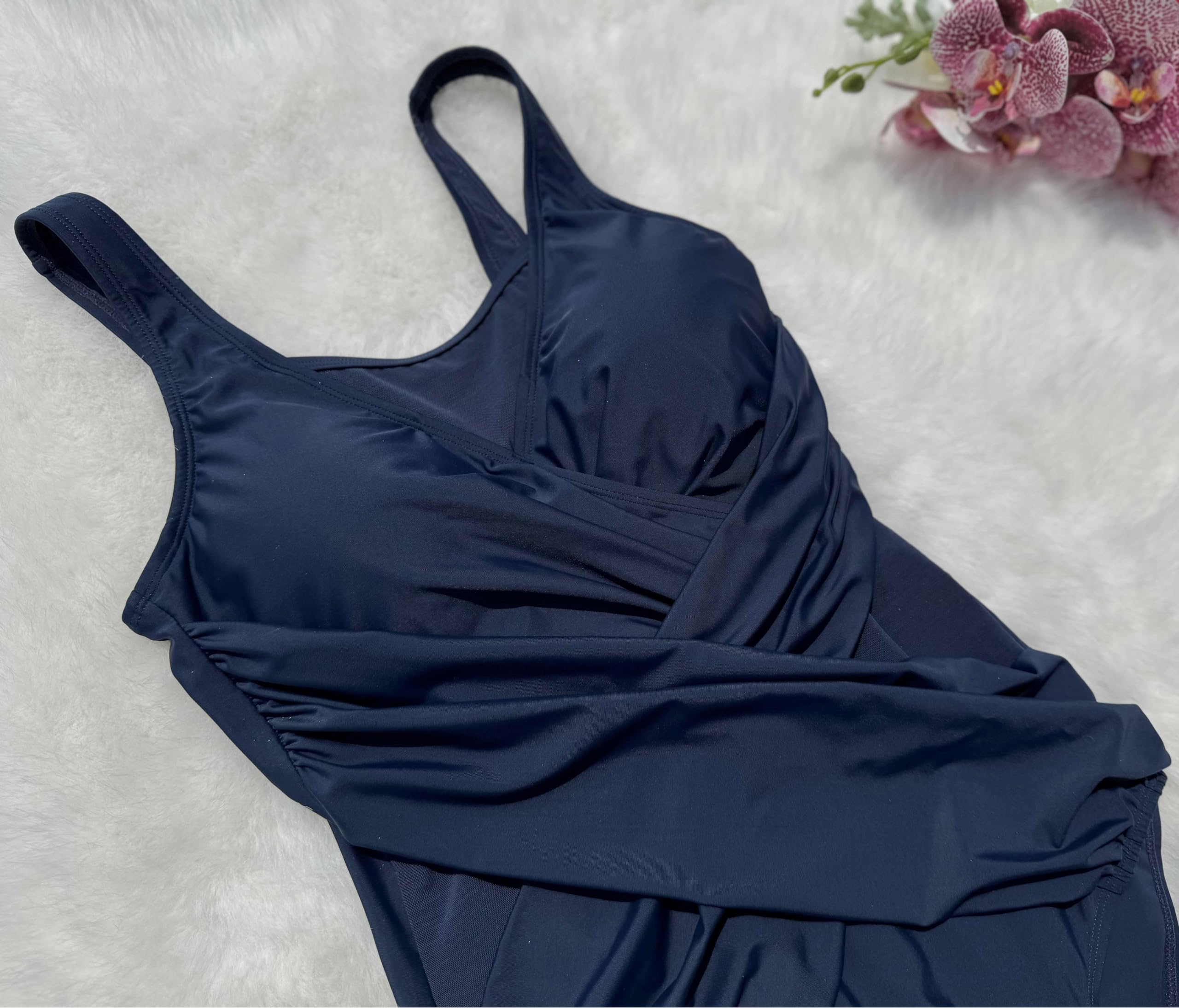 BIMEI Costume intero da donna con ferretto a collo alto per mastectomia costume da bagno con tasche Tummy Control2304