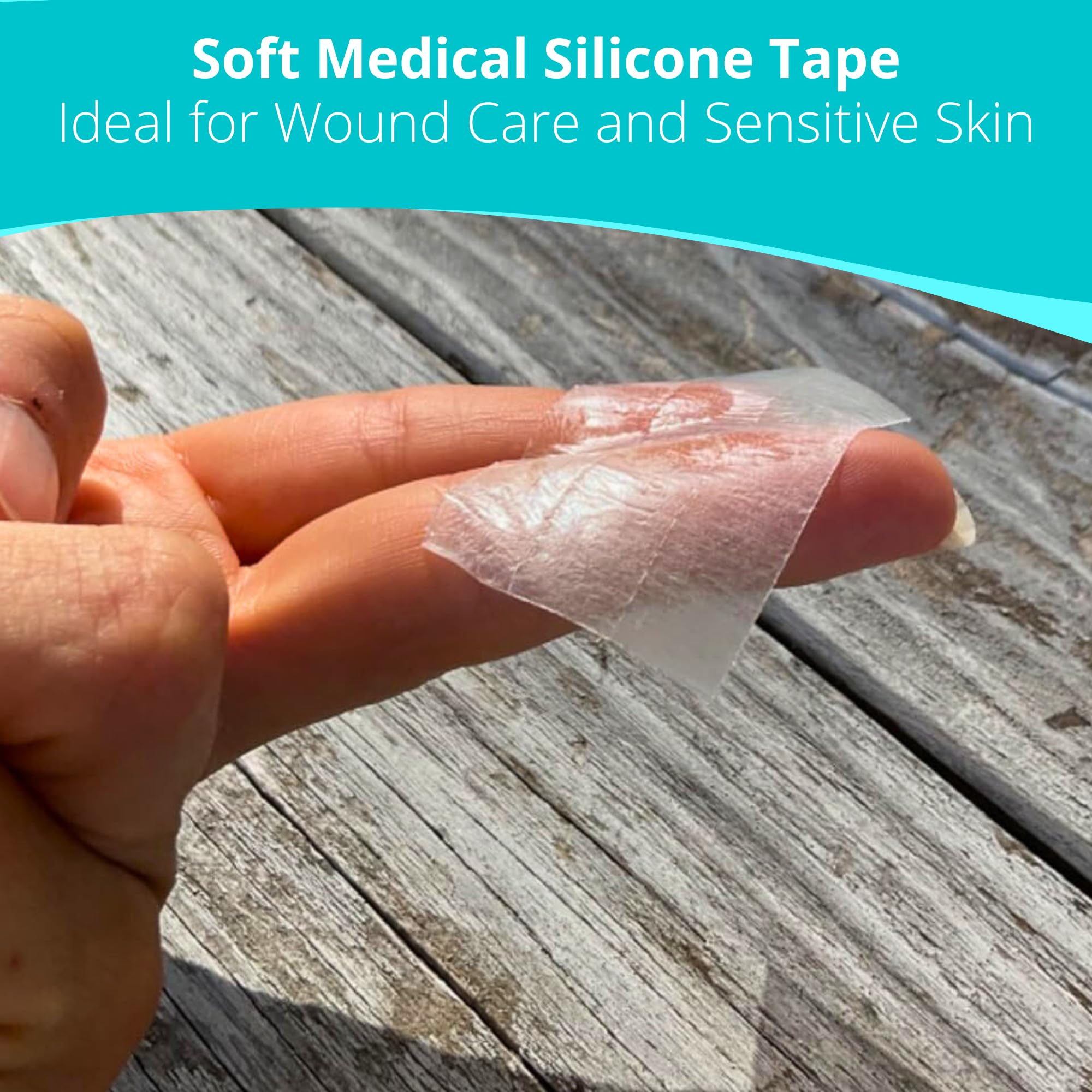 TapeChoice Silicone Tape for Skin Medical Silicone Tape Silicone Skin Tape Soft Silicone Tape Hypoallergenic Tape for Sensitive Skin Pain-Free Removal Tape Secures Dressing 1” 2