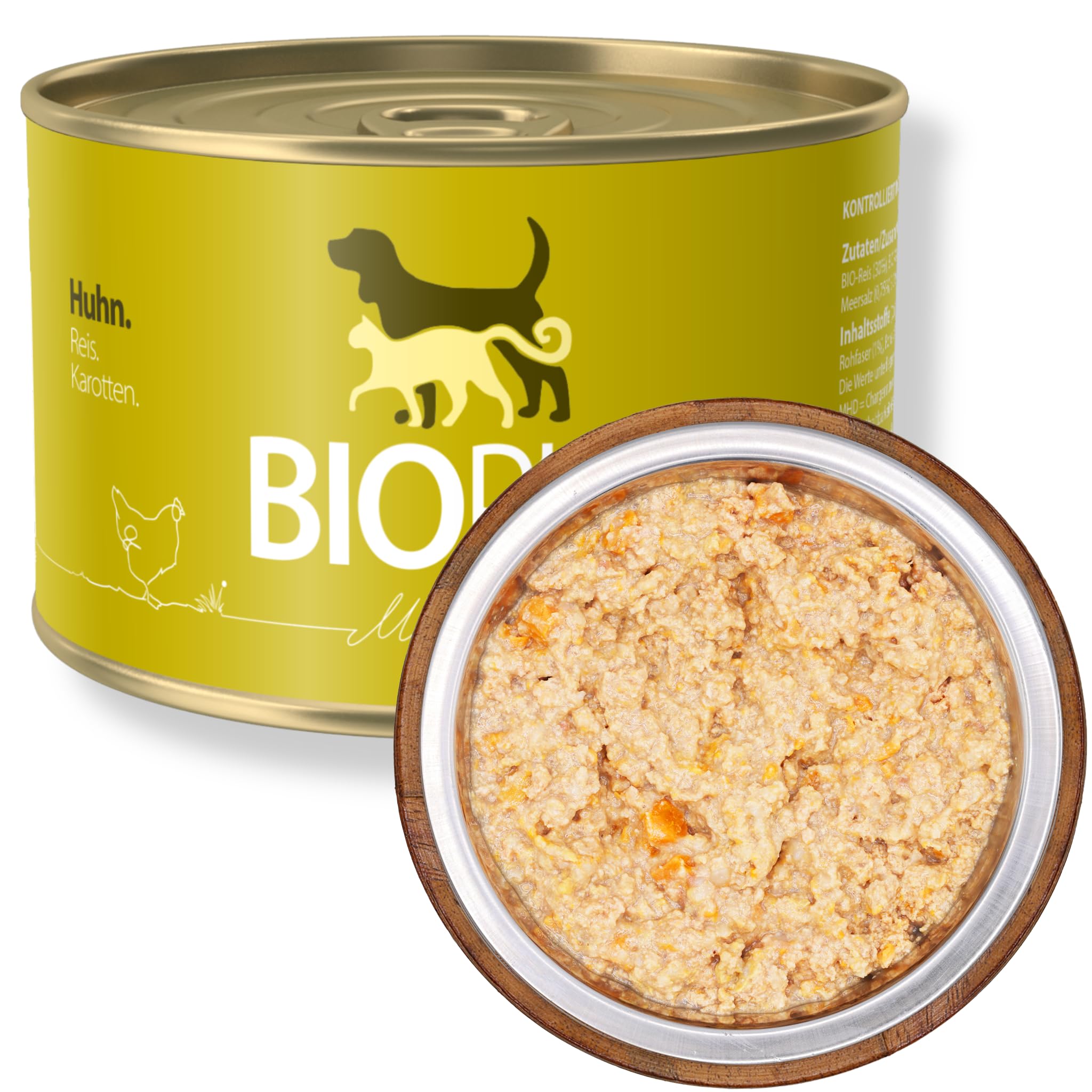 BIOPUR Premium Bio Hundefutter Huhn, Reis & Karotten für Hunde-Senioren 12x400 g – Nassfutter aus Bio-Zutaten in Lebensmittelqualität für ältere Hunde