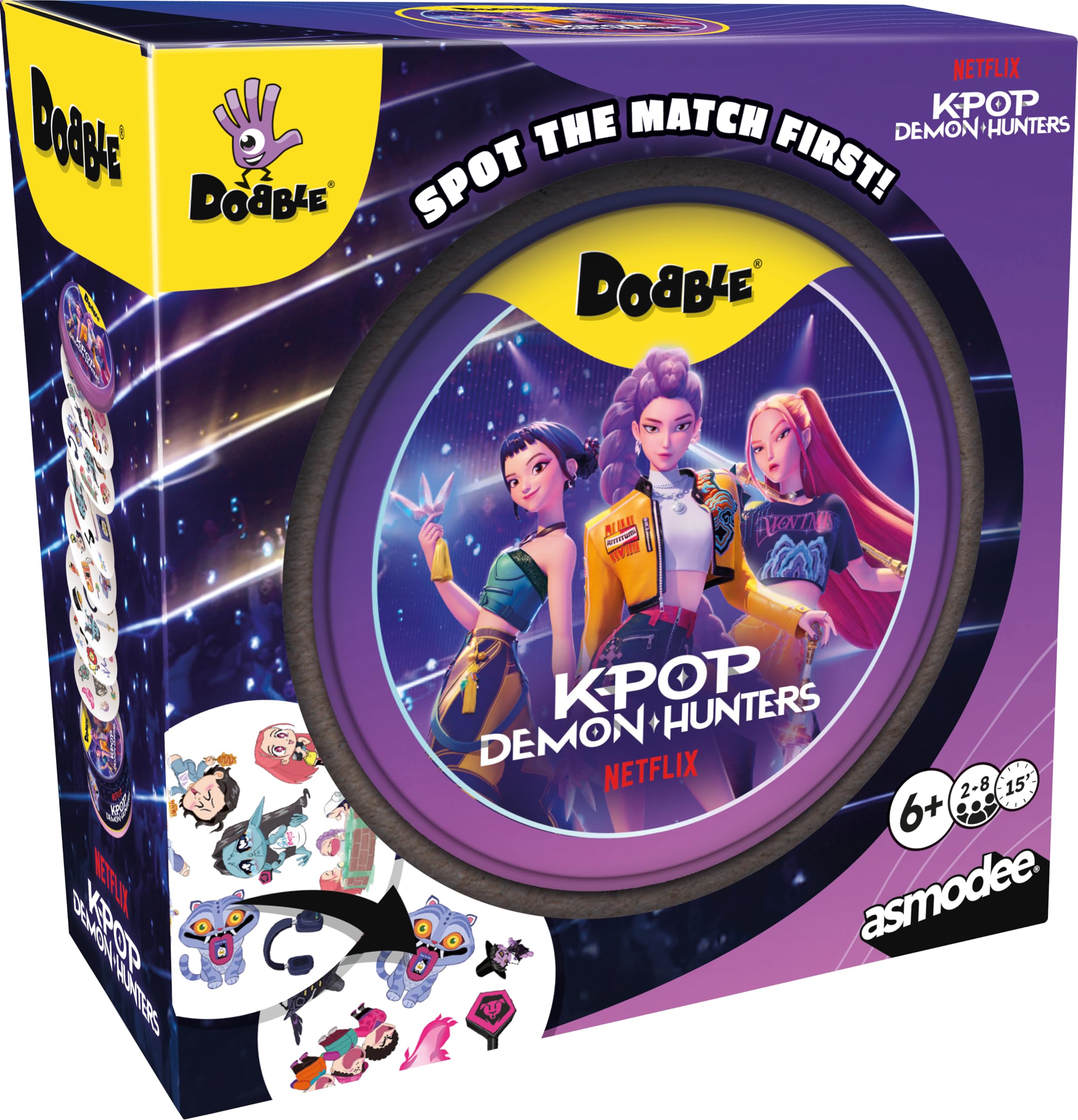 Asmodee | Dobble K-POP Demon Hunters | Family Card Game | Ages 6+ | 2-8 Players | 15 Minutes Playing Time