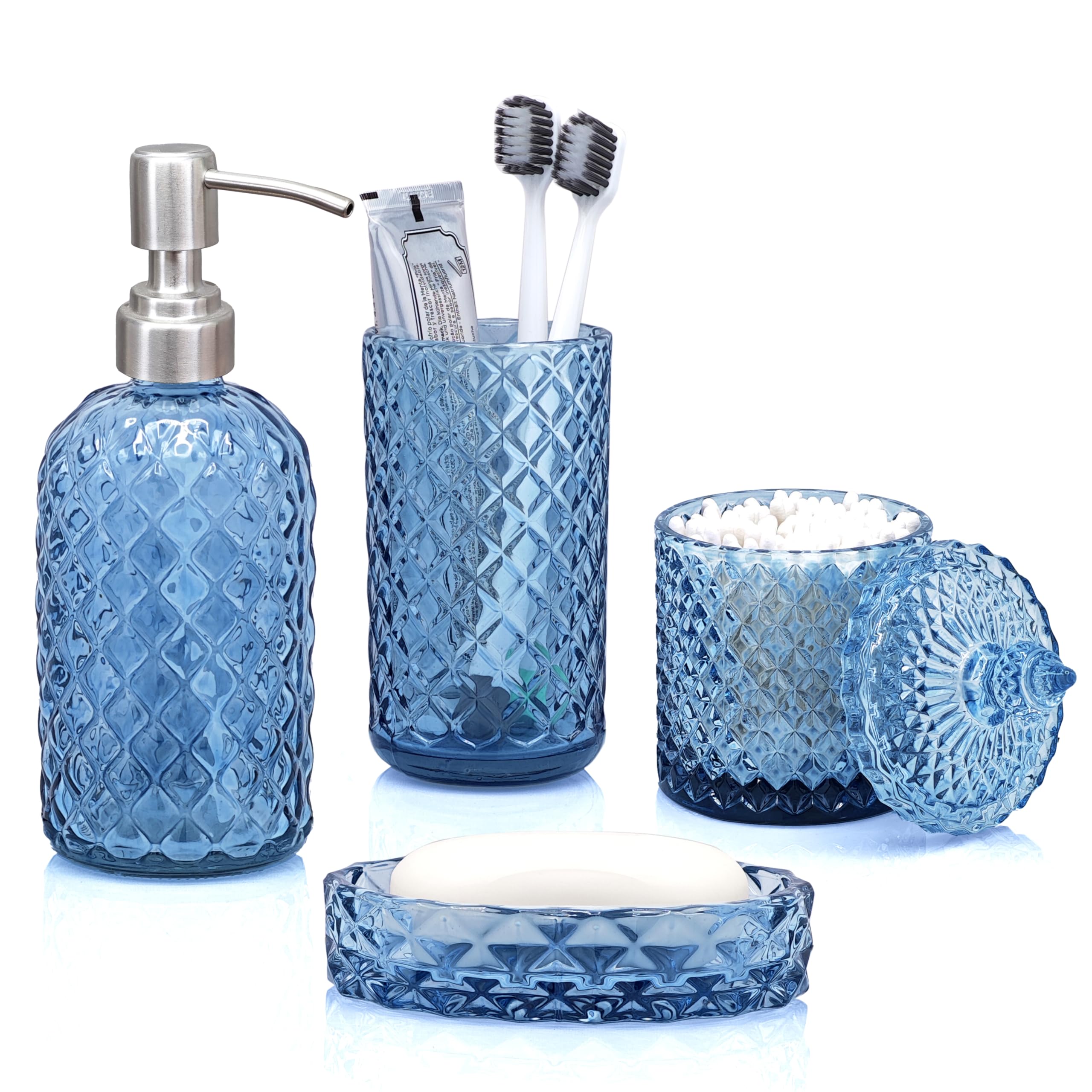 LaMarriti Blue Glass Accessories Set