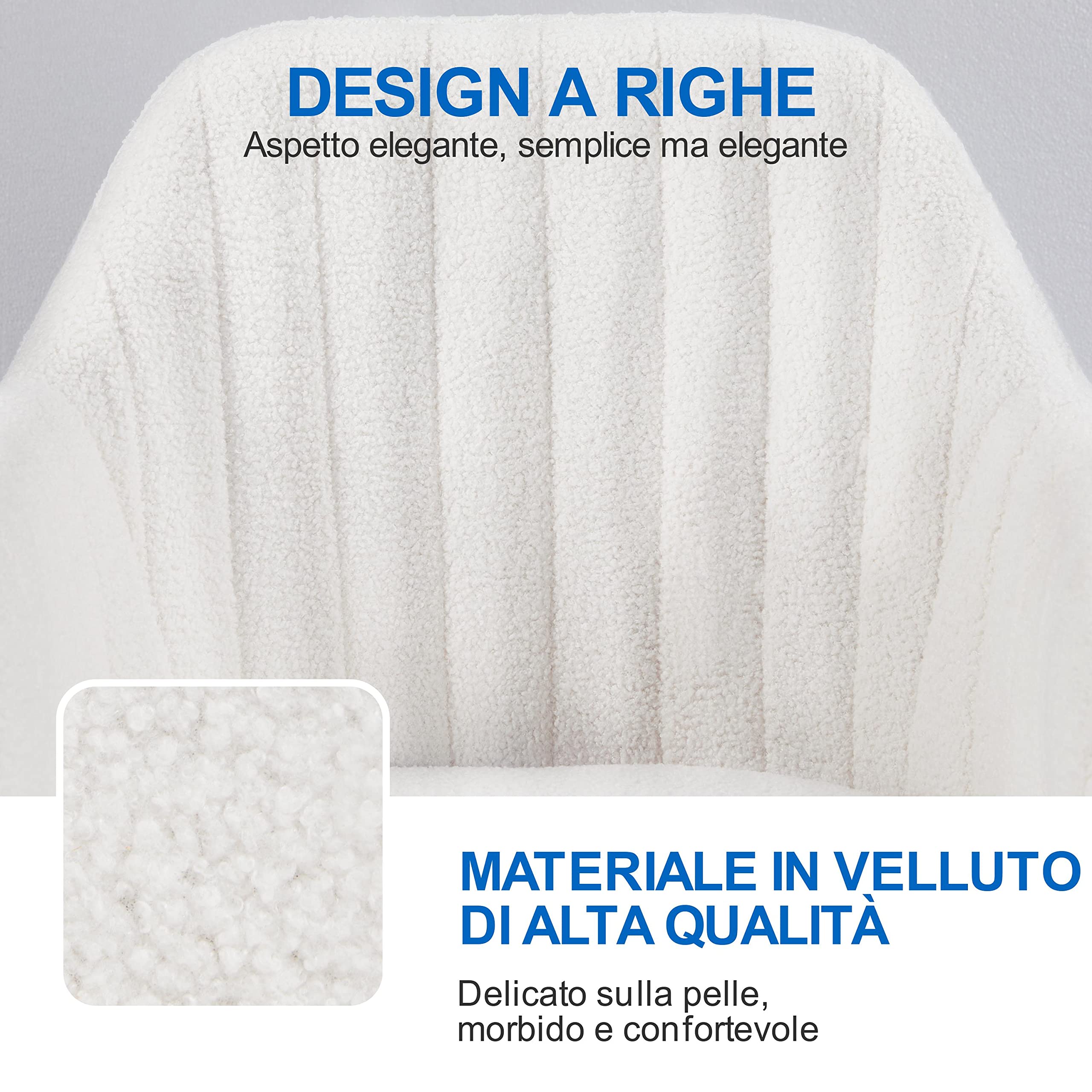 Yaheetech Sedia Scrivania Ergonomica Poltroncina Ufficio in Bouclé | Altezza Regolabile, con Braccioli, Girevole a 360°, Reclinabile 20°, Portata 136 kg, Avorio