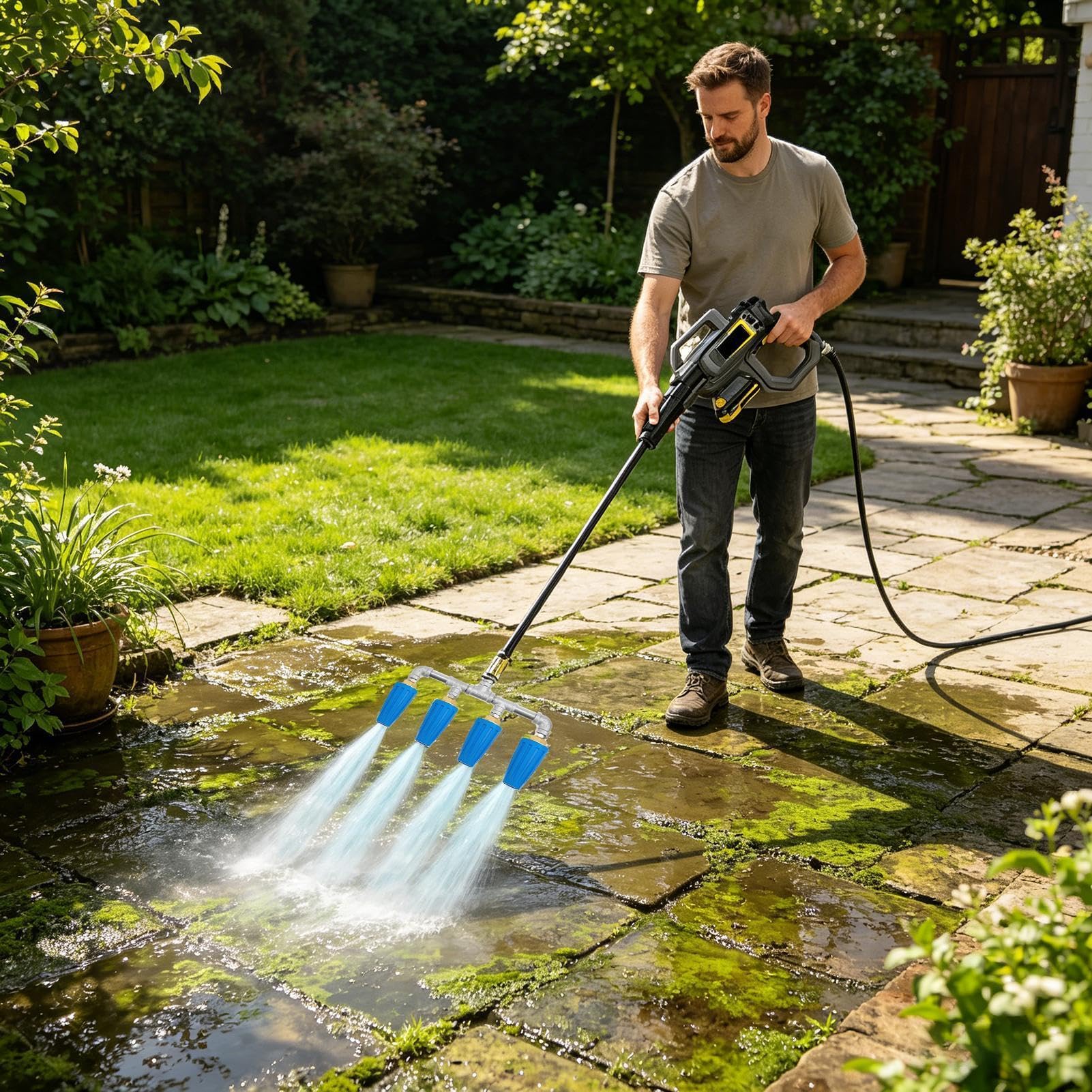 Boquilla De Manguera De Agua De Alta Presión Acero Inoxidable Arandela Agua | Boquilla Rociadora De Manguera De Conexión Rápida Para LavadoCoches, Riego, Jardinería, Limpieza Patios,