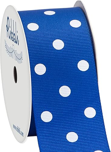 Miniatura 5 de Ribbli Cinta de grogrén para manualidades, 1-12 pulgadas, carrete continuo de 20 yardas, rojo con puntos blancos, uso para lazos para el cabello,