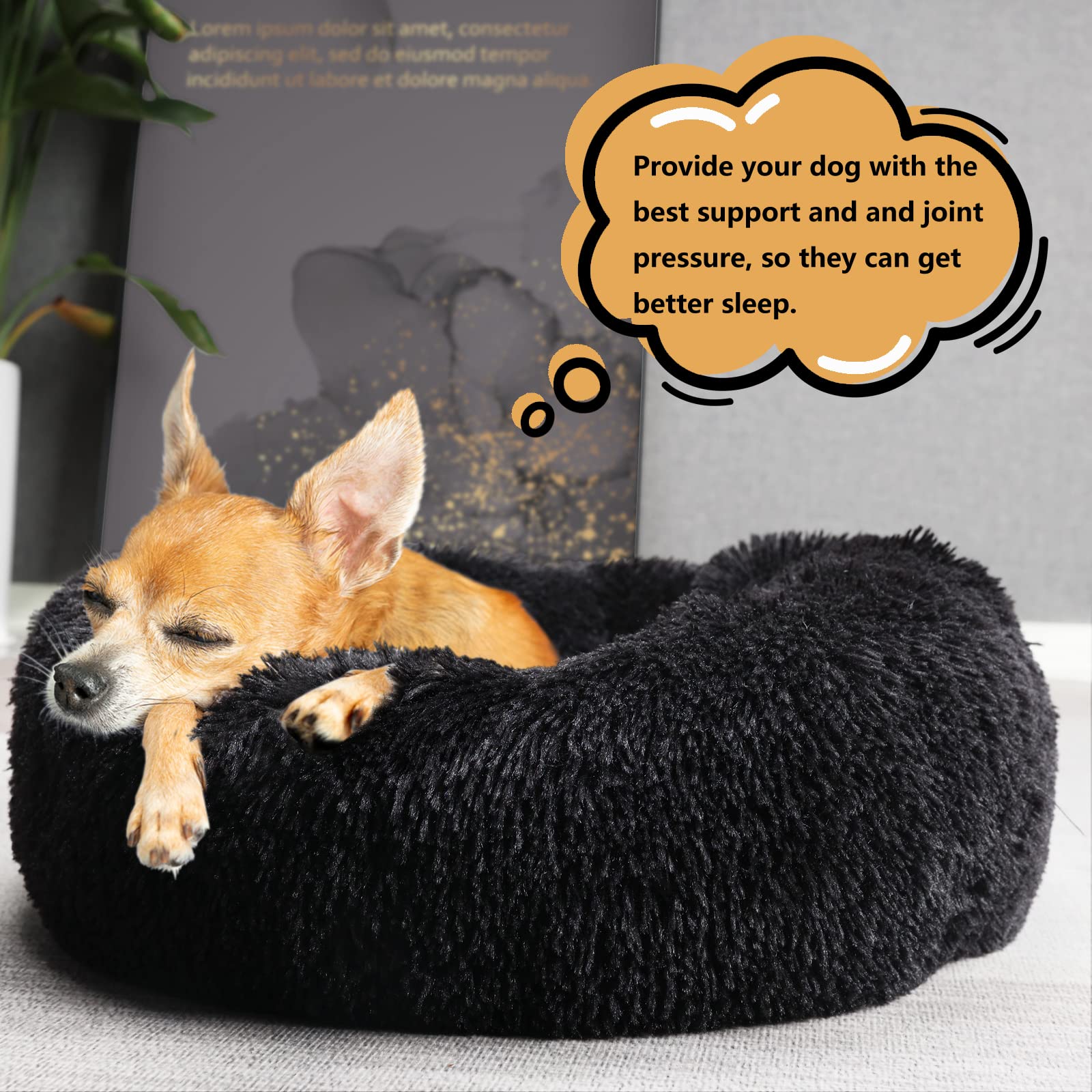 nononfish Puppy Beds for Small Dogs WashableÂ 19â€?Â Black Calming and AnxietyÂ Pet BedsÂ Fluffy