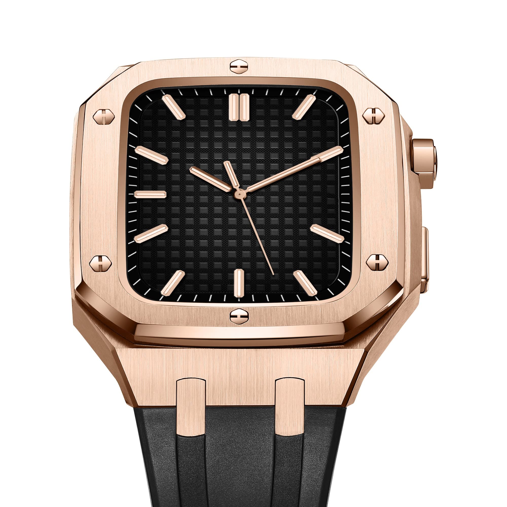 Switch Smart Watch Case per Band Mod Kit 45mm 44mm, cinturino in gomma (colore: Preto, dimensione: 44 mm per 6/5/4/SE)