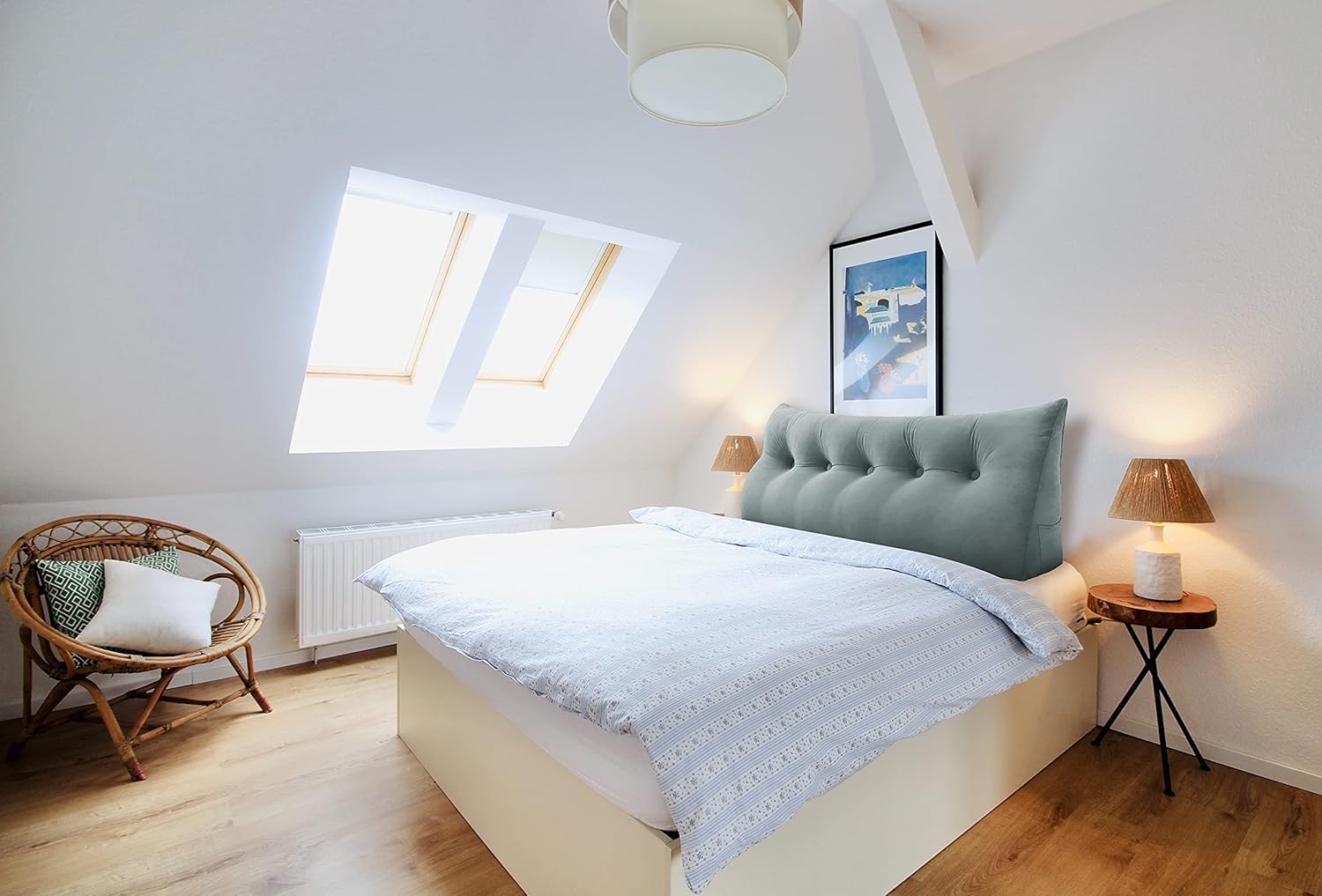 WOWMAX Headboard Pillow Full, Triangular Wedge Pillow Headboard, Wedge Headboard Pillow for Bed Sofa, Daybed Pillows for Sitting up, Reading or Working with Removable Cover, Grey