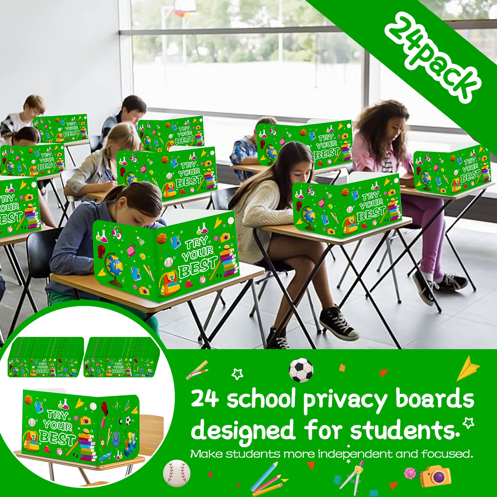 24 Pack Privacy Shields For Student Desks