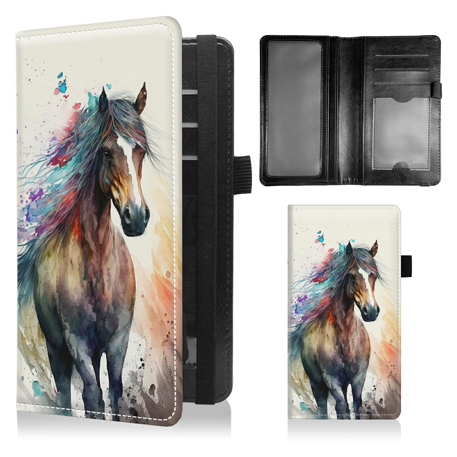 BFSEROBJ Checkbook Covers for Personal Checkbook Duplicate Checks RFID Blocking Checkbook Cover for Women Men with Elastic Strap Card Slots Pen Holder