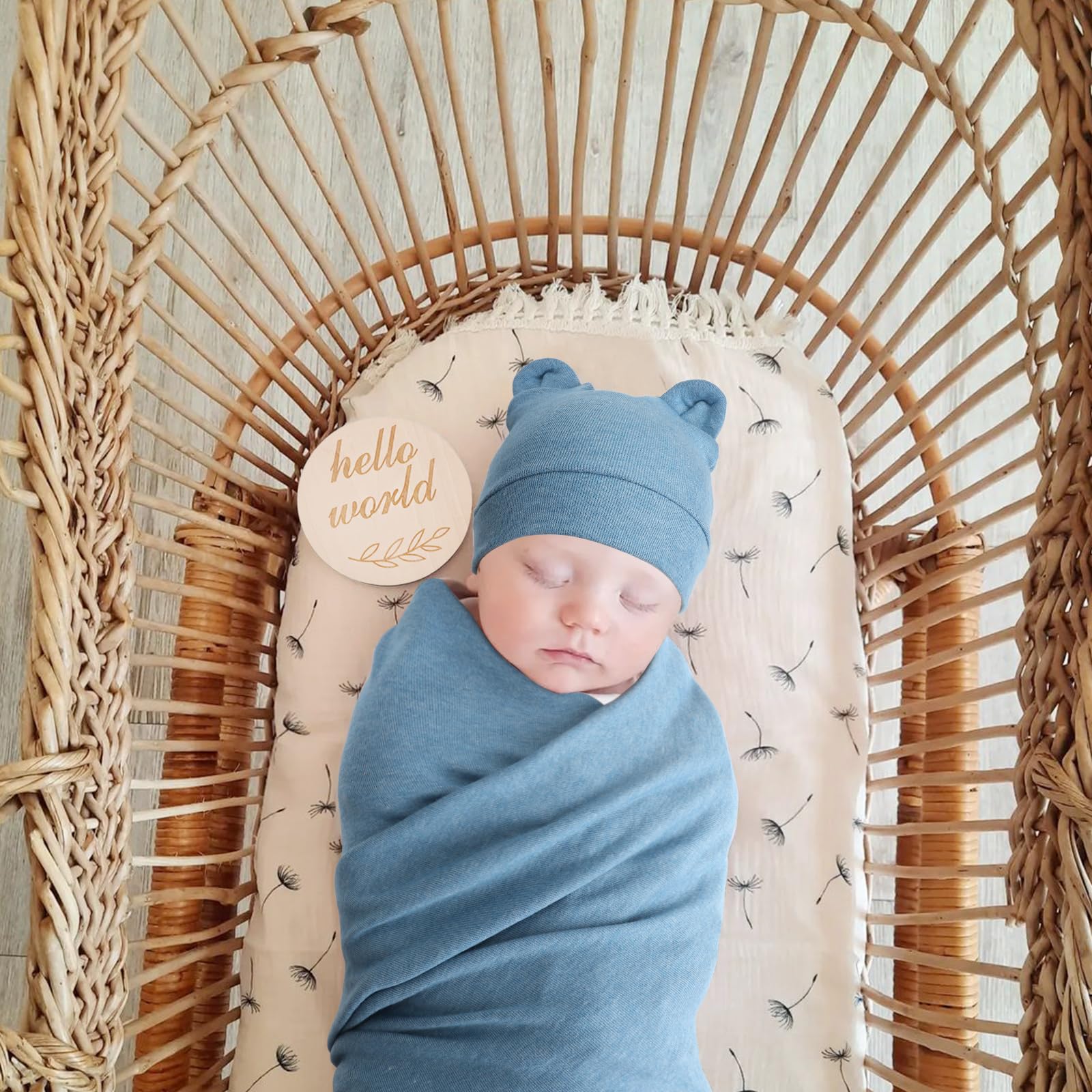 DRESHOW Newborn Baby Blanket Soft Swaddle Blankets for Infant Swaddling Receiving Warm Wraps with Bear Ear Hat Headband with Gloves - Image 2
